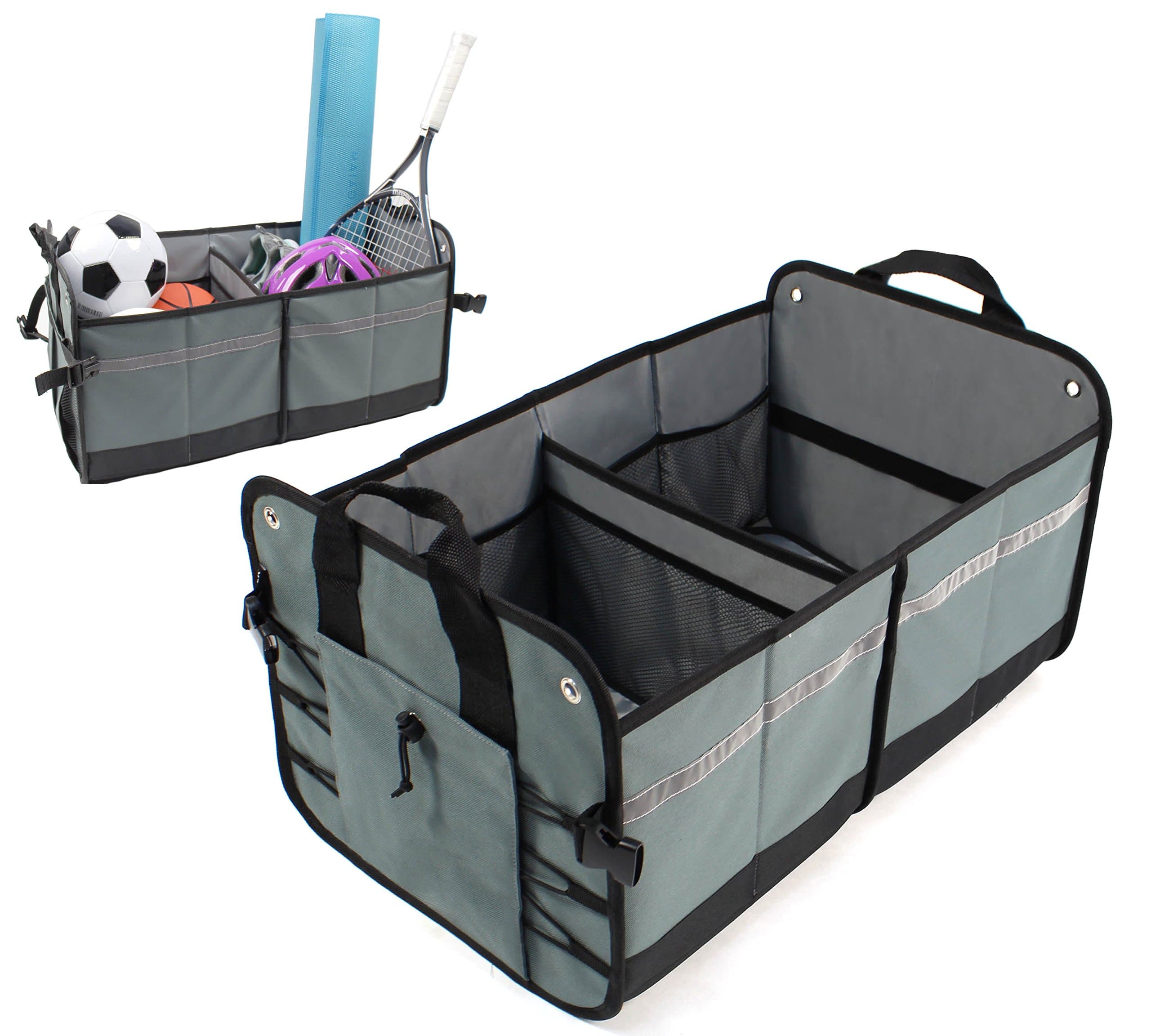 LK Baby Car Trunk Organizer Cargo Container for Your Auto SUV Minivan Car and Truck Collapsible Foldable for Easy Storage in Grey