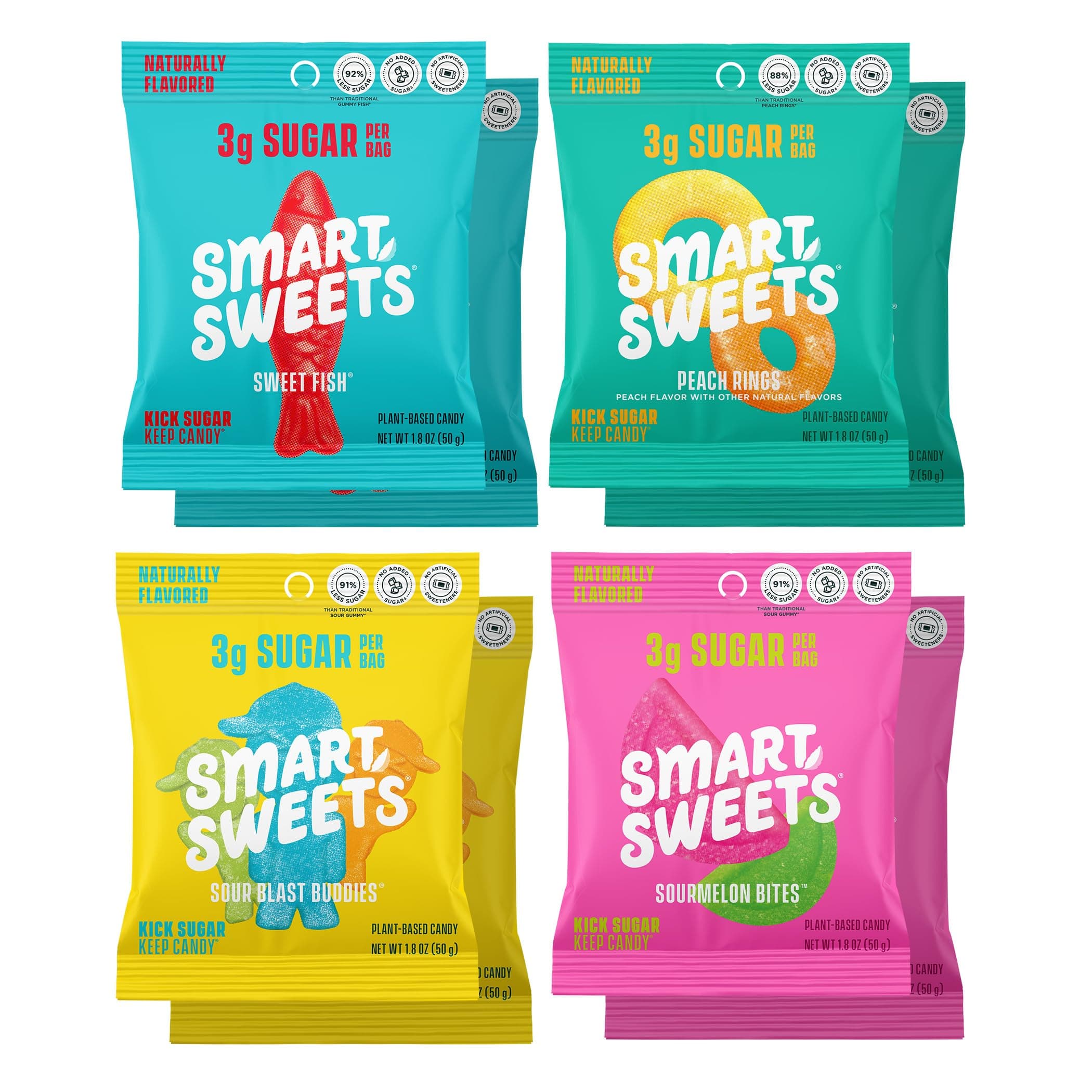 SmartSweets Variety Pack, 1.8oz (Pack of 8), Candy With Low Sugar & Calorie, ...