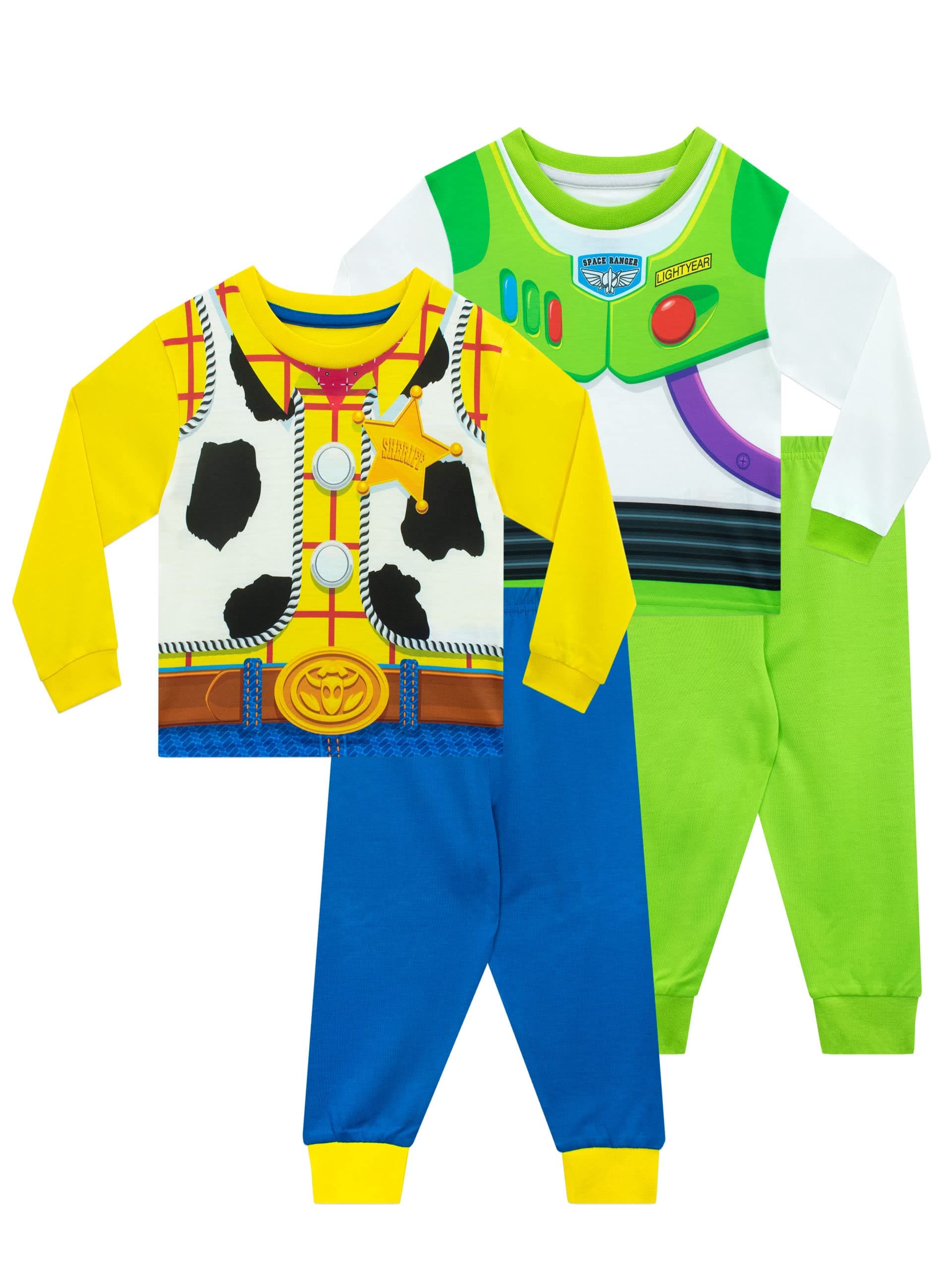 Pyjamas | Buzz Lightyear & Woody Pjs | 2 Pack Long Sleeve Boys Pyjamas | Toy Story Pyjamas for Kids
