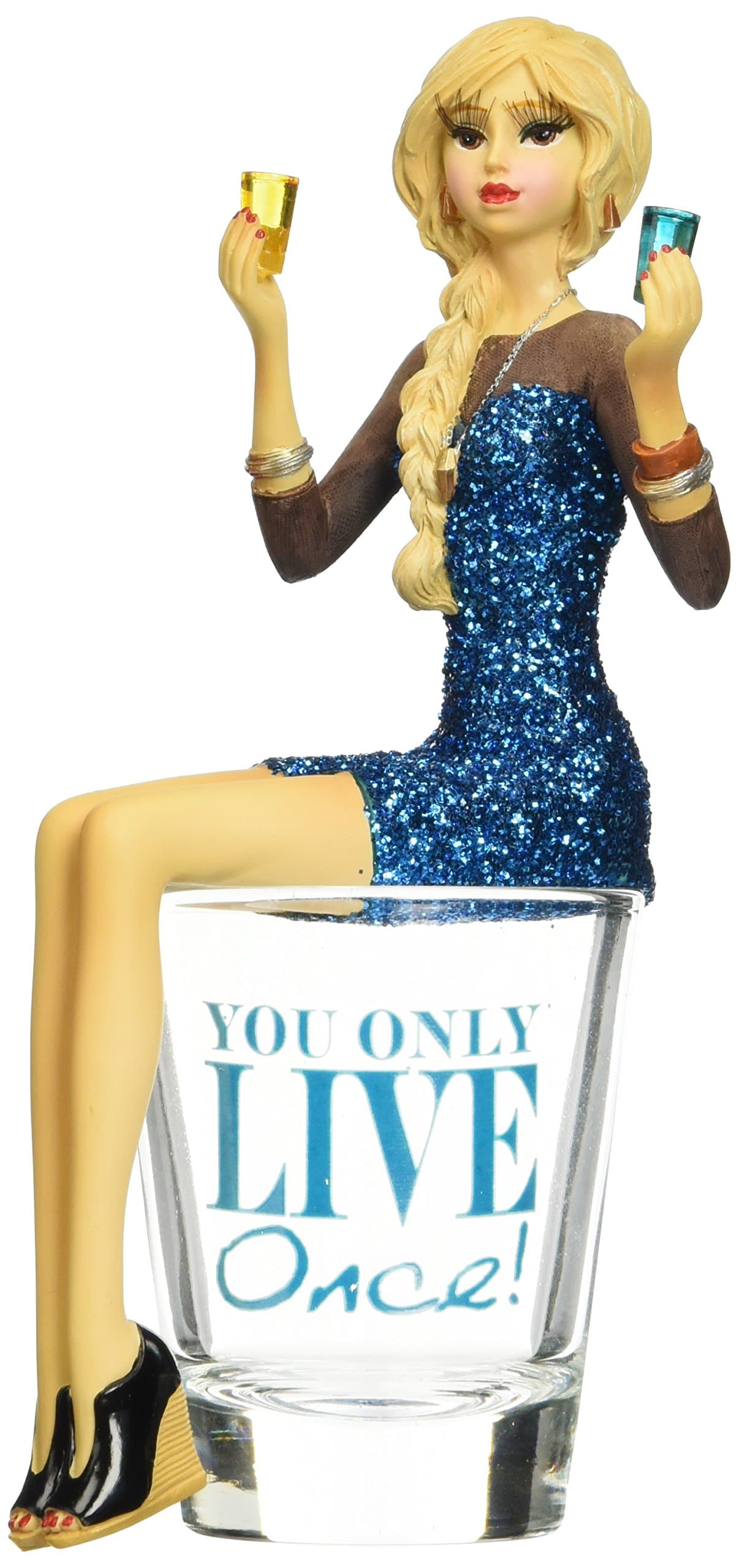 Pavilion Gift Company You Only Live Once Girl in Shot Glass, 5-3/4-Inch High