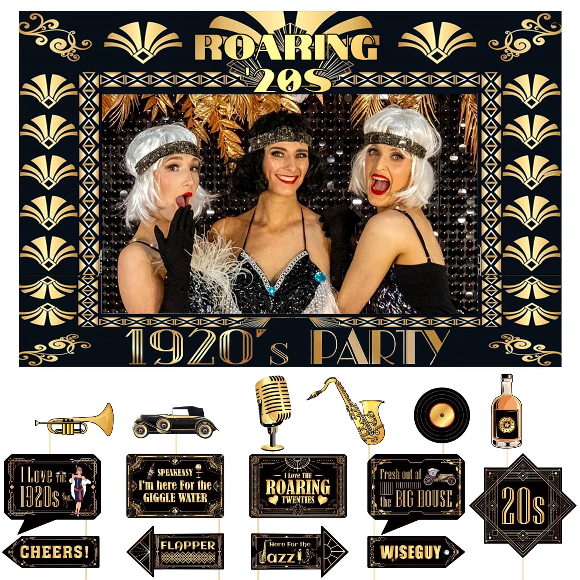 LaVenty Roaring 20s Photo Booth Props 1920s Photo Booth Props Gatsby Party Props Roaring 20s Party Decorations Gatsby Decorations