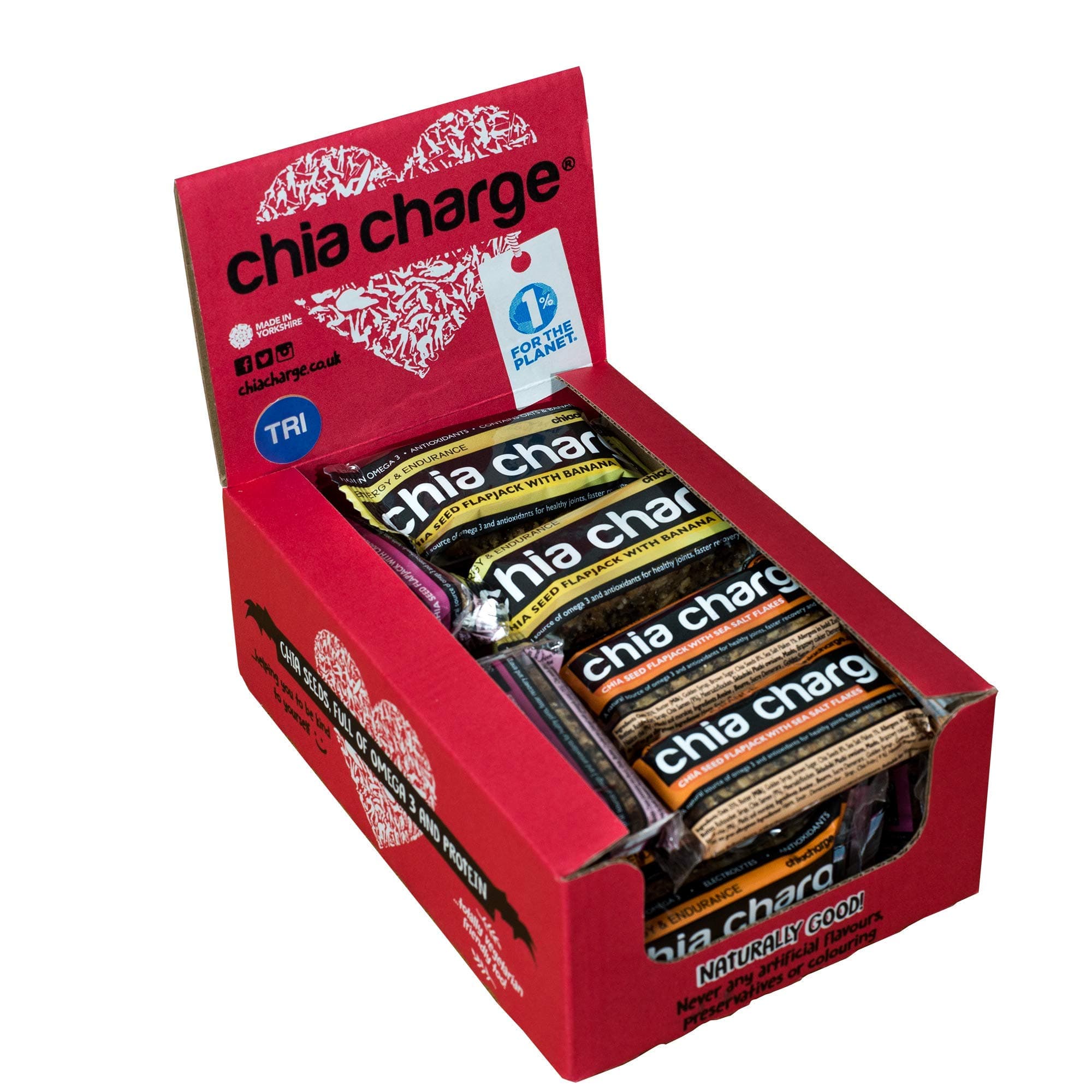 Mini and Big Flapjacks Pack - Chia Seeds - Energy Bar - Healthy Snack Bar - Running, Gym and Cycling Energy - Nut Free - Lunchbox Snack (3 Flavours Berry/Banana/Original Sea Salt, 18 x 30g)