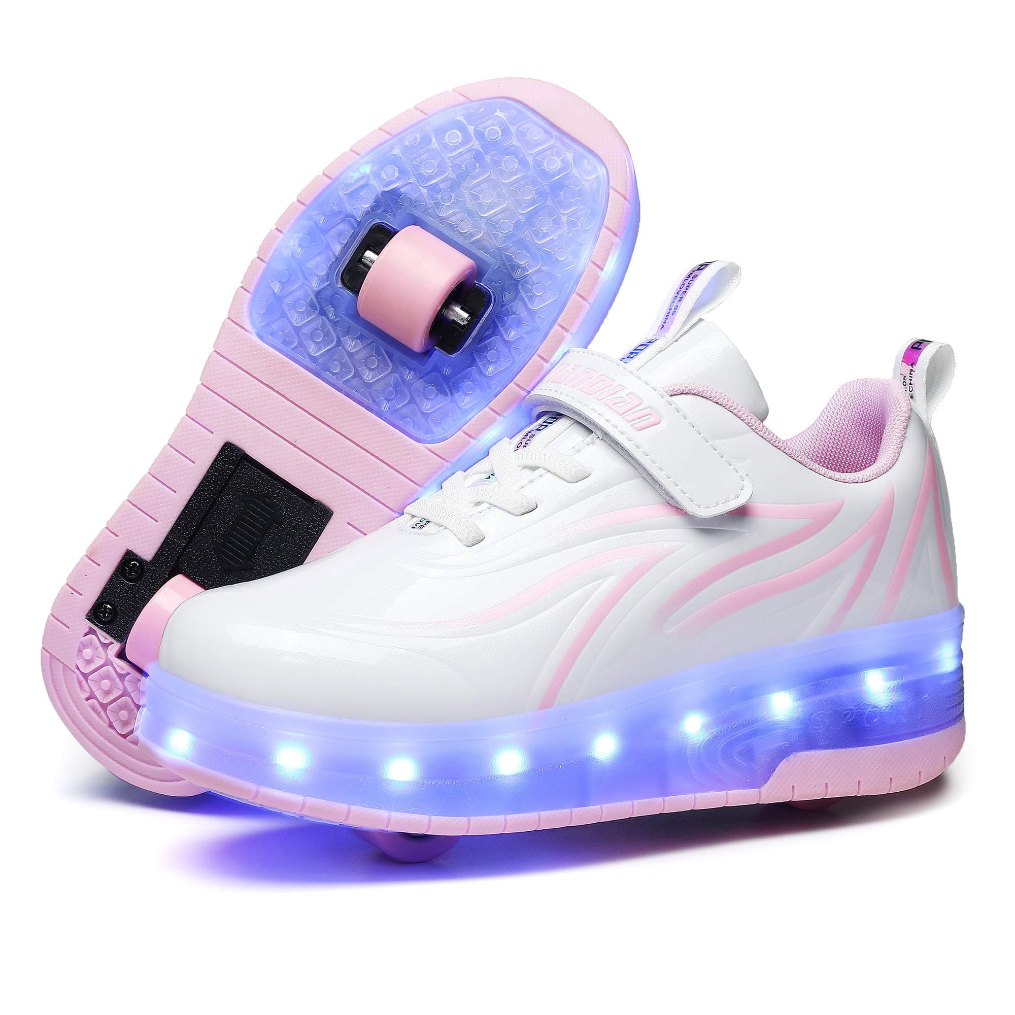 HHSTSKids Shoes - New Upgraded with Wheels LED Light Color Shoes Shiny Roller Skates Skate Shoes Simple Kids Gifts Boys Girls The Best Gift for Party Birthday Christmas Day