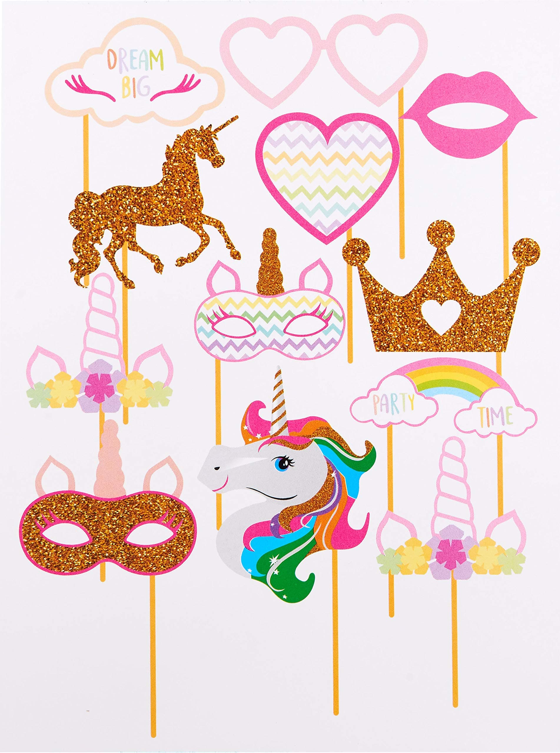 Party Rockers Unicorn Photobooth Set of 13 Pieces / Unicorn Party Supplies / Unicorn Party Decoration / Unicorn Photo Booth Props / Unicorn Theme Photo Props