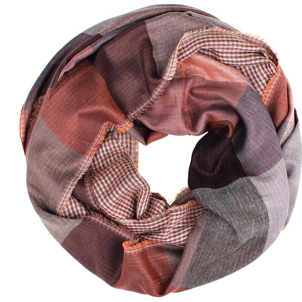 Distressed Men's Plaid Infinity Scarf Men Squared Summer Spring Loop Shawl