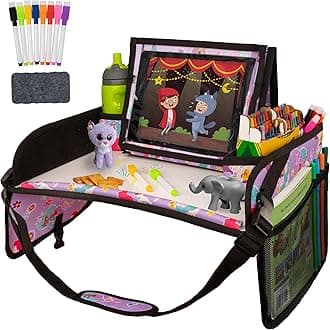 Lusso Gear Kids Travel Tray for Car - Road Trip Essentials for Kids - Car Seat Tray for Toddlers & Kids - for Airplane, Kids Travel Desk, Road Trip Activities (Mermaids)