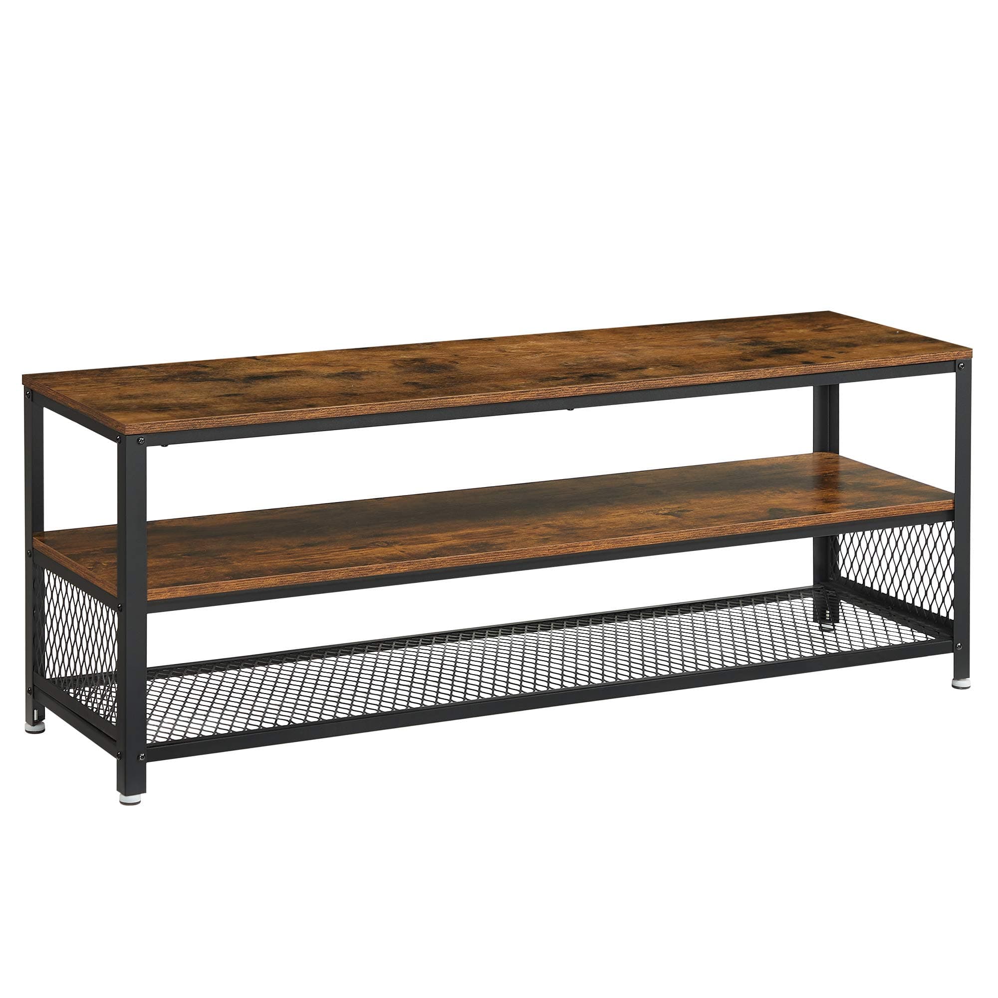 VASAGLE Industrial TV Stand, Lengthened TV Cabinet, Console, Coffee Table with Metal Frame, Wood Grain, for Living Room, Bedroom, Rustic Brown LTV50BX