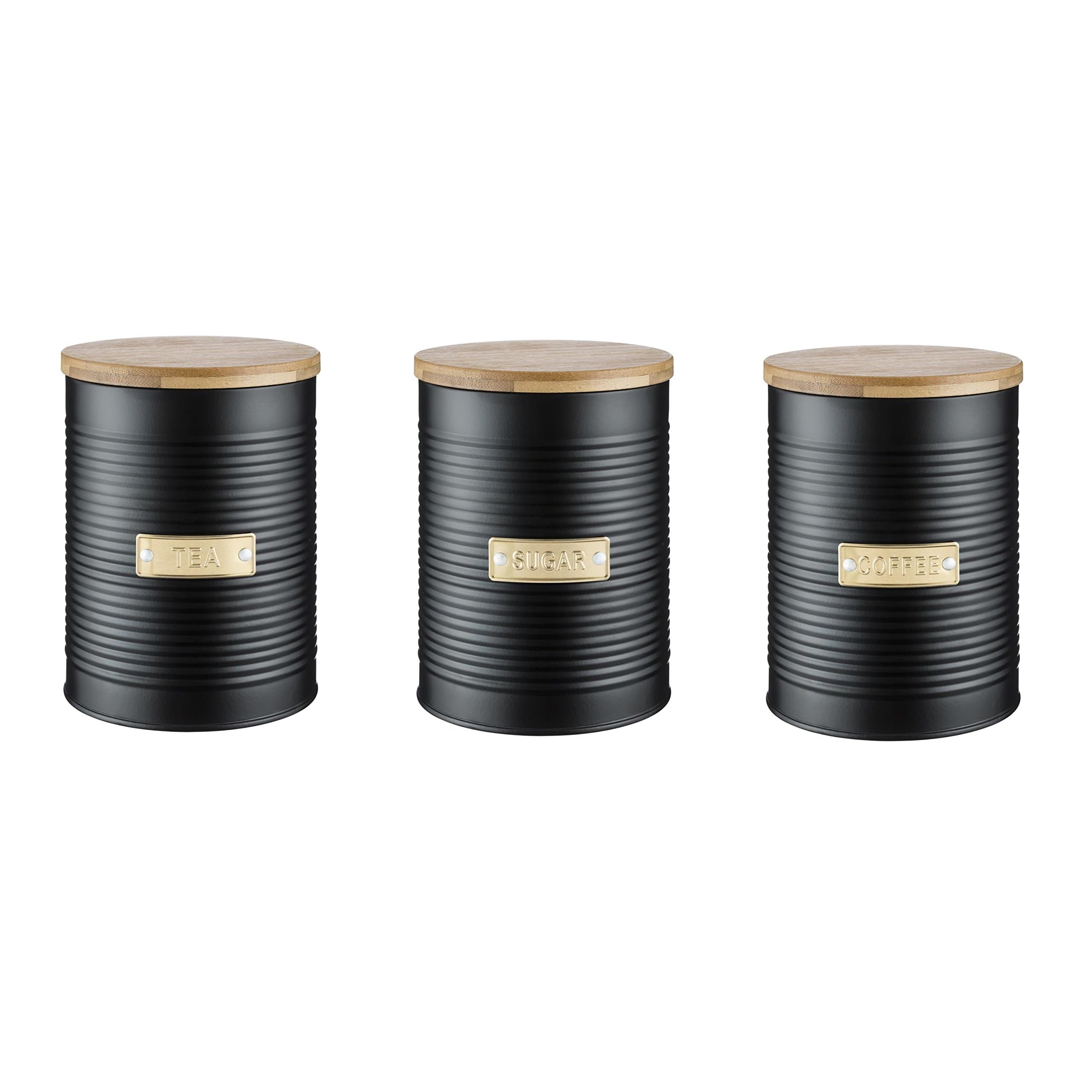 Typhoon Living Otto Black Set of Tea Coffee Sugar Storage Jar Canister