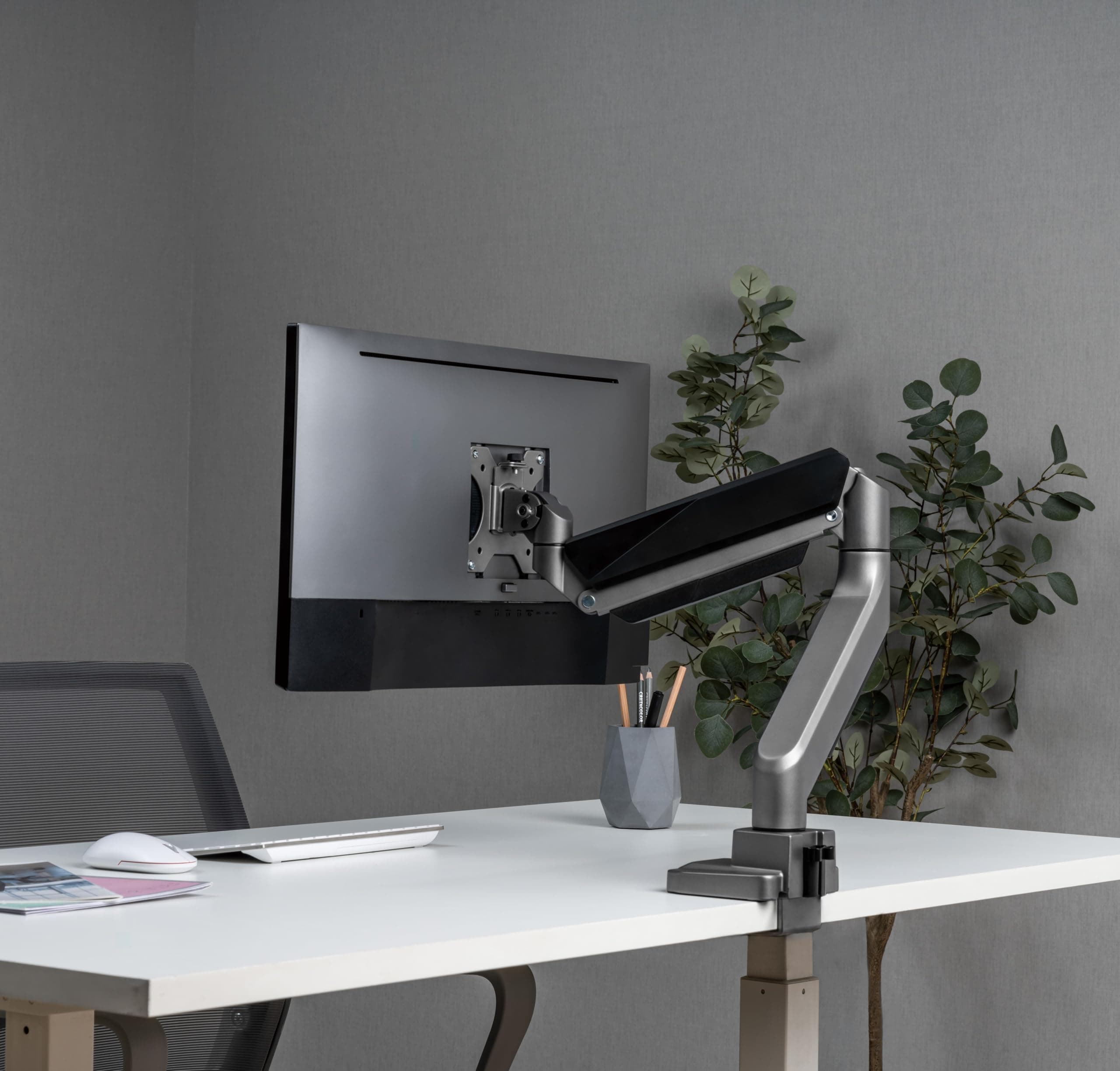 Premium Heavy Duty Gas Spring Monitor Stand | 13-46" Monitor Support |Height Adjustable, Full Motion| VESA Compliant Upto 100 * 100mm |1 Year Warranty |Metallic Finish |18KG Weight Capacity