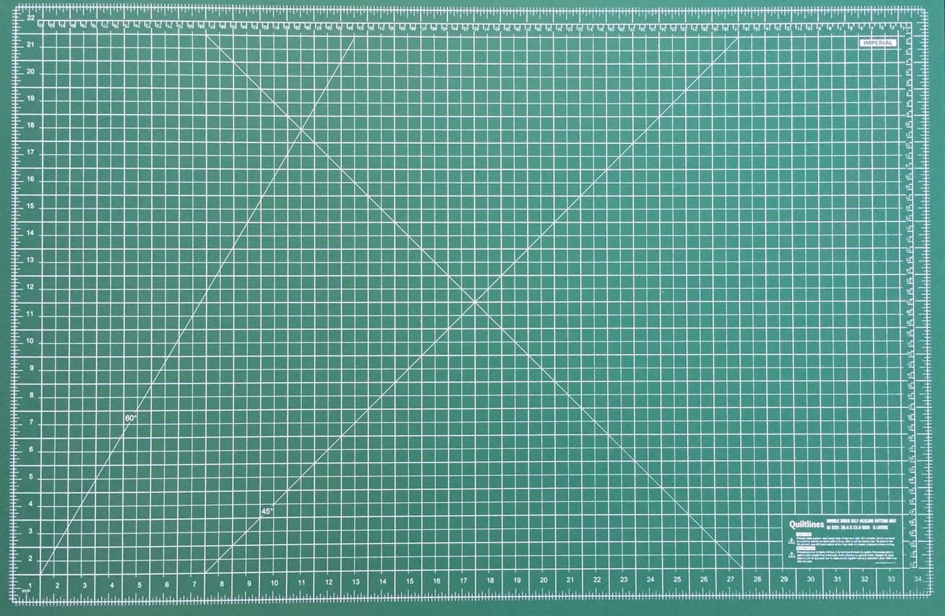 Double Sided Self Healing Cutting Mat with 5 Layers in Imperial & Metric Size A1-36 x 24" (60 x 90) by Quiltlines
