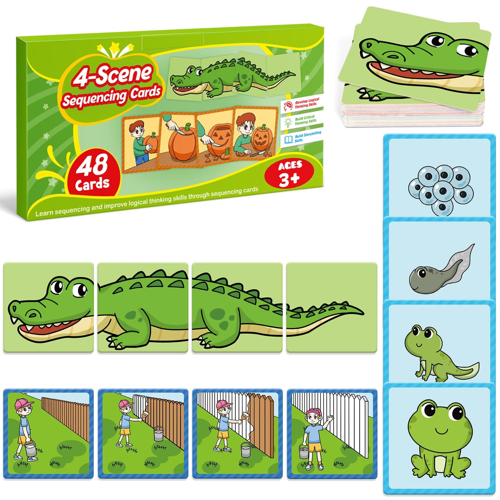 Sequencing Cards,Sequence Board Game for Kids,Speech Therapy Materials Toys for Autism,Story Storytelling,Social Skills,Sentence Building,Preschool Learning Activities,Classroom & Homeschool