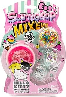 Hello Kitty And Friends SLIMYGLOOP Mix’Ems, Pink Glitter Slime, Collectible Charm, Fun Slime Add-Ins, Hello Kitty Slime, Party Favors for Kids 8-12, Girls Toys Age 6-8, Slime for Kids, Sanrio Stuff
