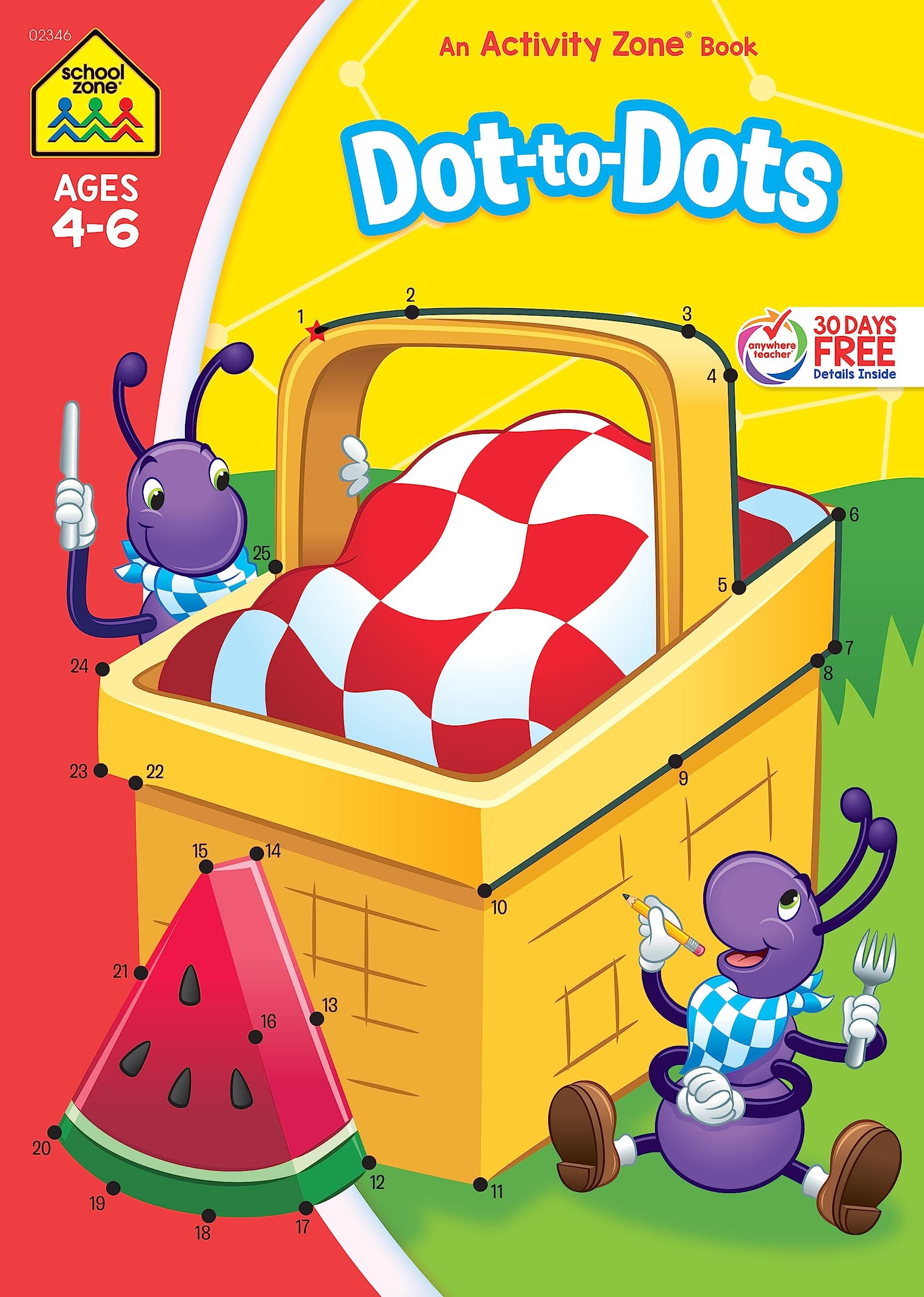 School Zone Dot-to-Dots Workbook: 64 Pages, Preschool, Kindergarten, Connect the Dots, Alphabetical Order, ABCs, Numerical Order, Ages 4 to 6 (Activity Zone Book Series)