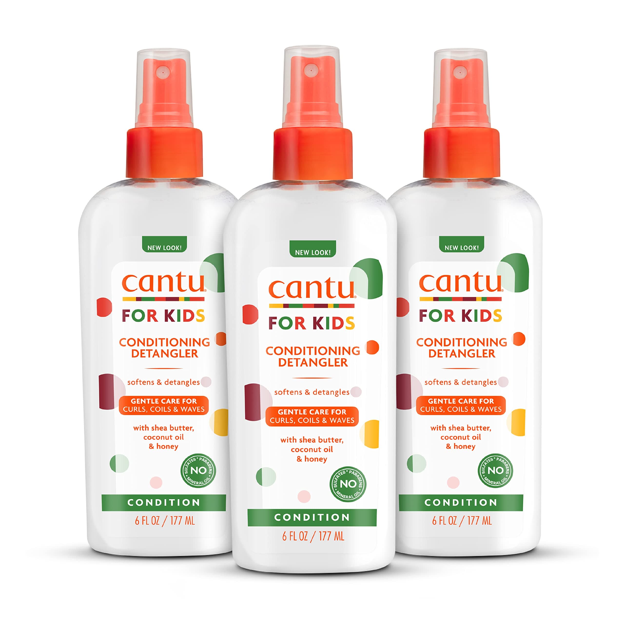 Cantu Care for Kids Conditioning Detangler, 6 fl oz Pack of 3, White, 18 Fl Oz