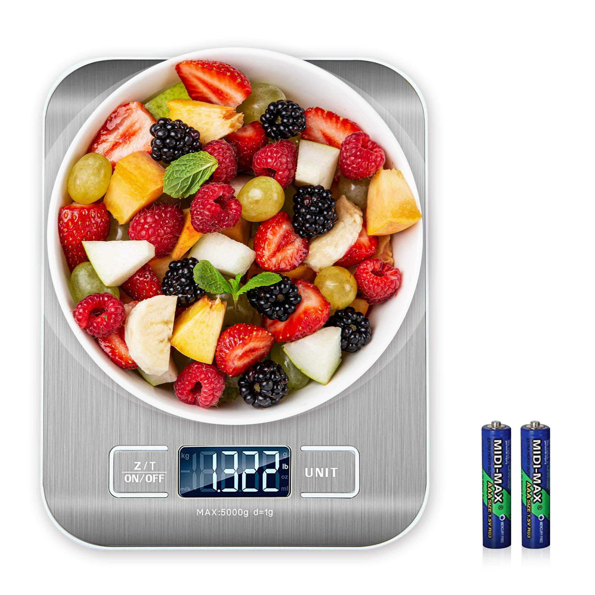 InnovegicKitchen Scale – Food Scale for Baking, Cooking and Dieting – 5 kg Capacity Scale for Food – Premium Stainless-Steel Digital Scale – Tare Function – High-Precision Sensor – Backlit LCD Screen