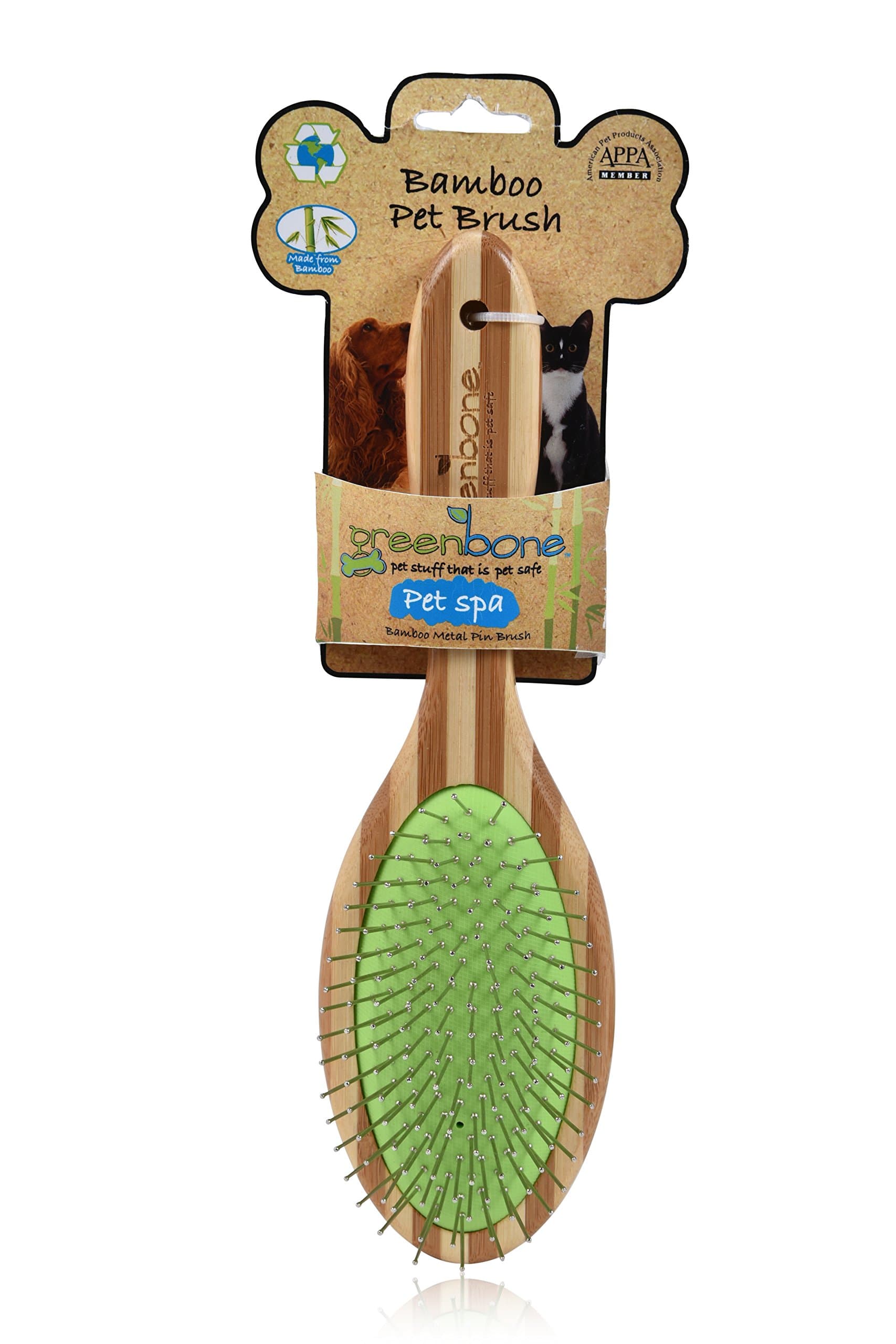 Greenbone Pet Spa Slicker Brush - All-Natural Bamboo Pet Grooming Tool - Entirely Made from Sustainable Bamboo for Dogs & Cats