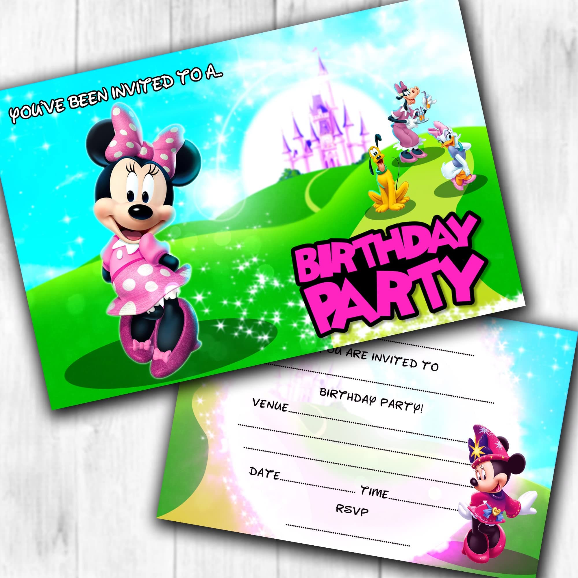 Minnie Mouse Party Invitations Pack & Envelopes (WRITE ON) Click customize for prices