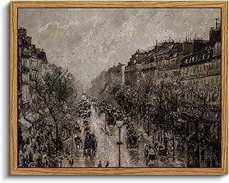 VIYYIEA Framed Canvas Wall Art for Living Room & Bathroom - Classical Cityscape Artwork - Vintage Oil Painting Prints - Parisian Street Wall Decor - Farmhouse 8x10in