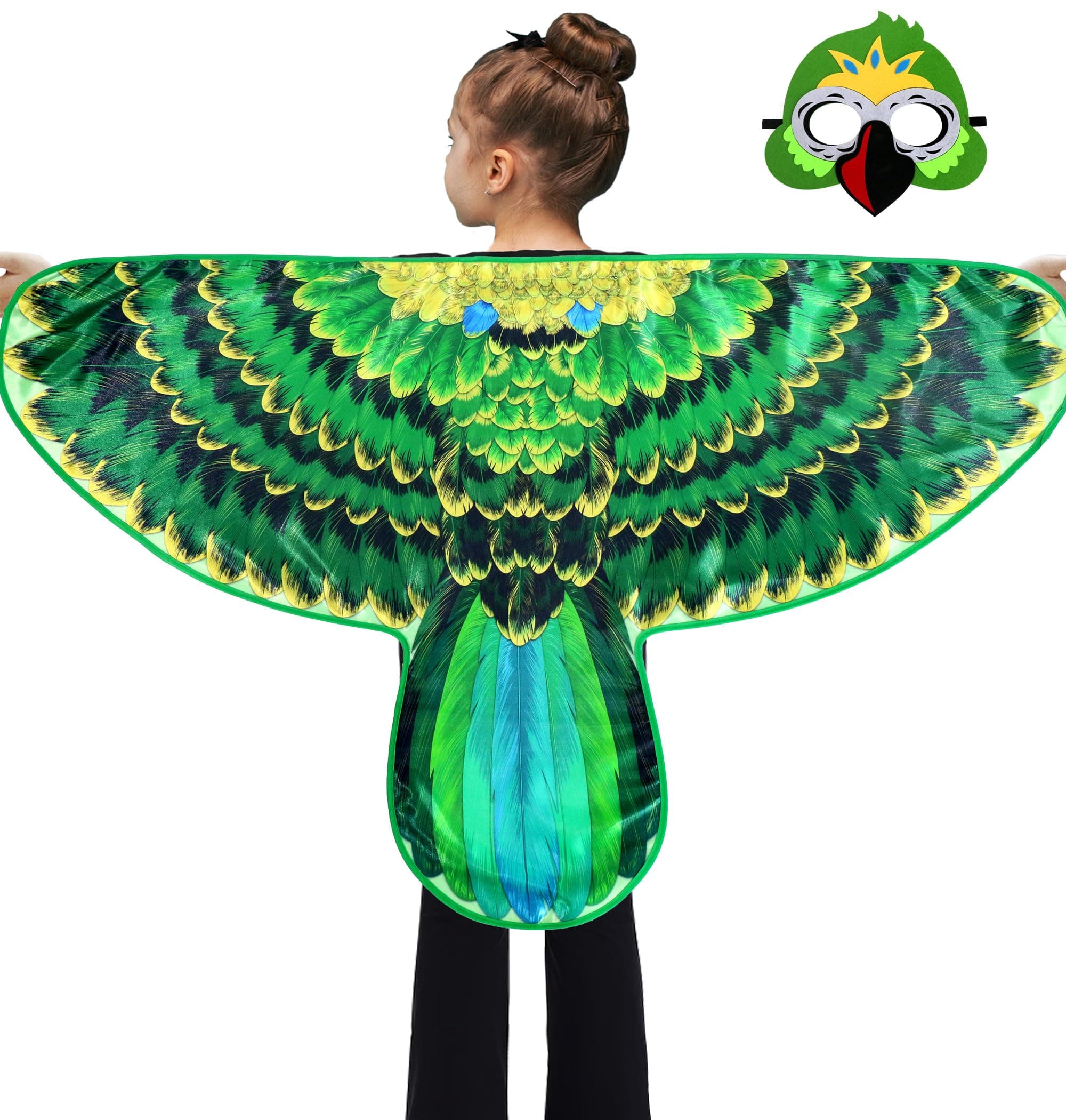Bird-Wings Parrot Costume for Kids Dress Up with Mask, Pirate Costume Accessory Halloween Party Favor Toys
