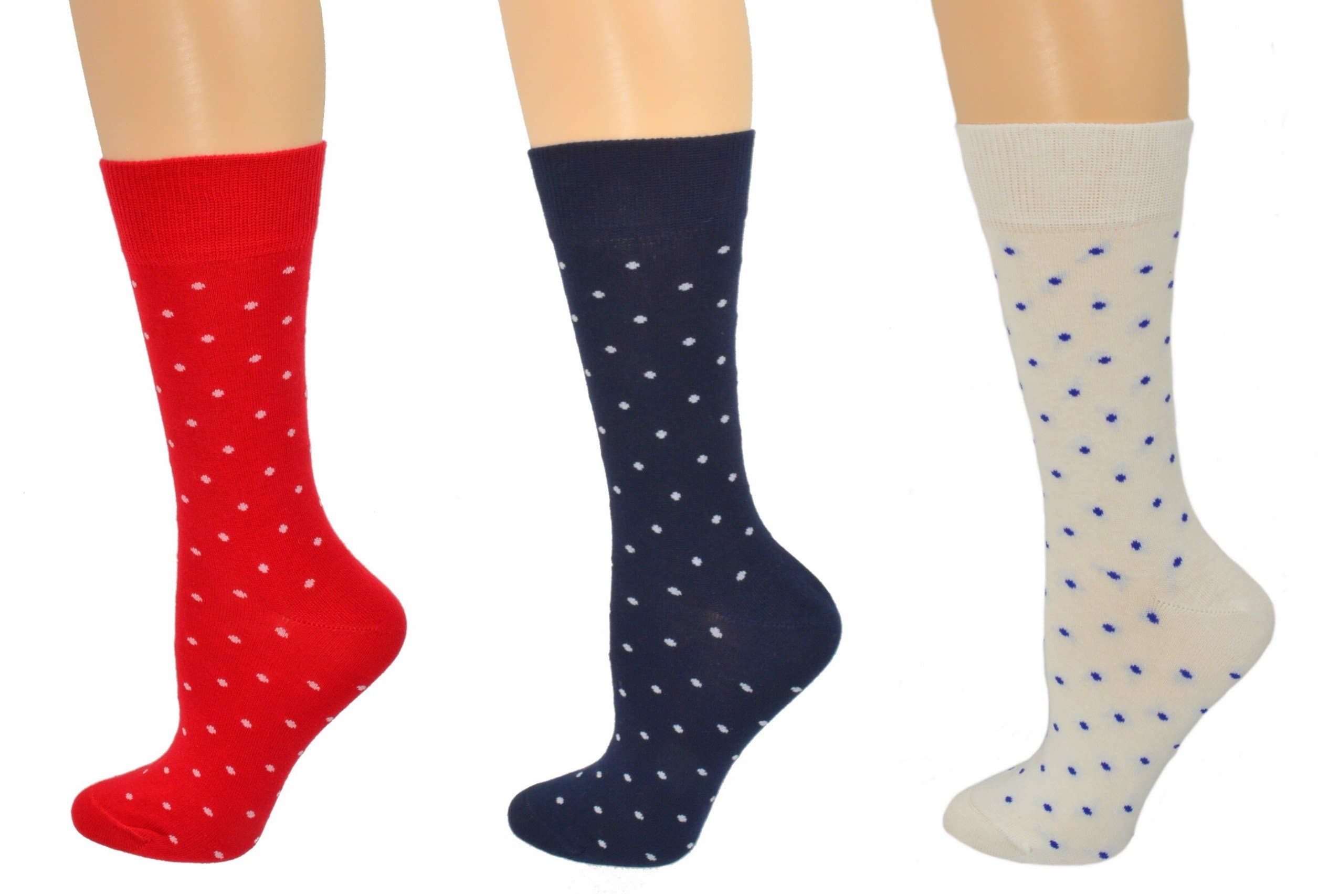 Women's Polka Dot Cotton Crew Socks, Lightweight and Breathable - Seamless Fit - Pull-On Closure - Everyday Wear