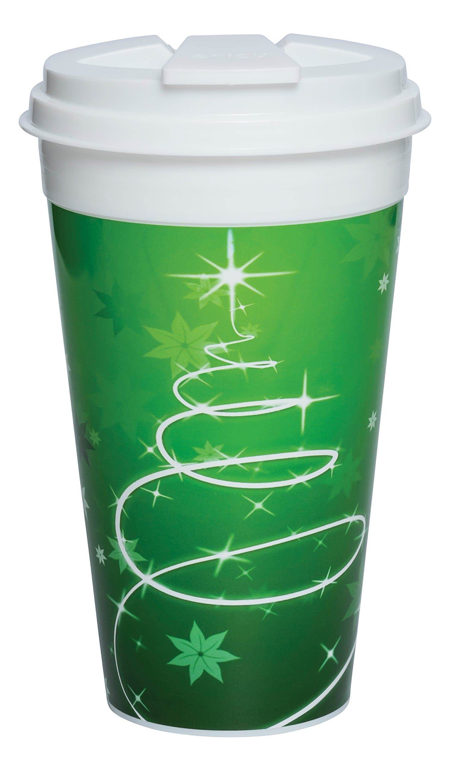 Easy Traveler Holiday Collection/Green Trees Insulated Travel Mug, 16 Oz, Set of 2