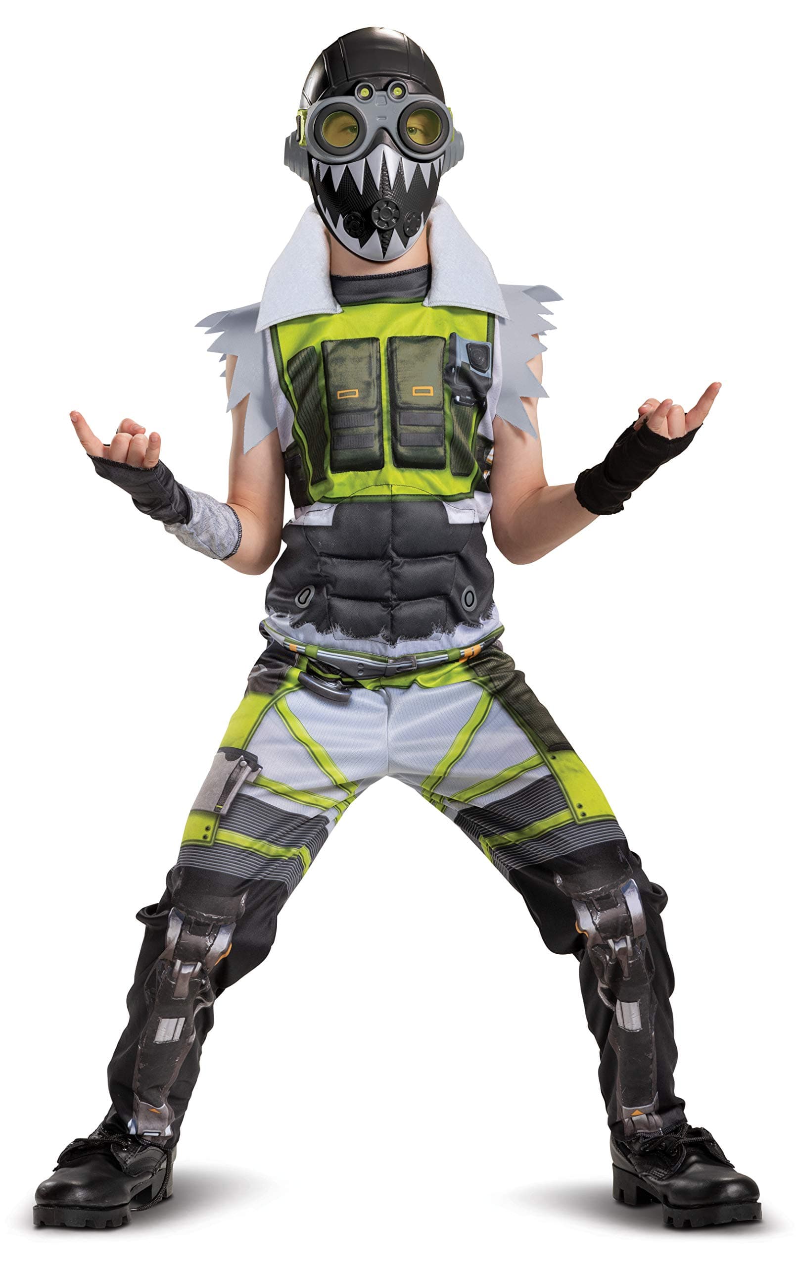 Disguise Apex Legends Octane Costume, Video Game Inspired Muscle Padded Jumpsuit and Mask, Child Size Large (10-12)