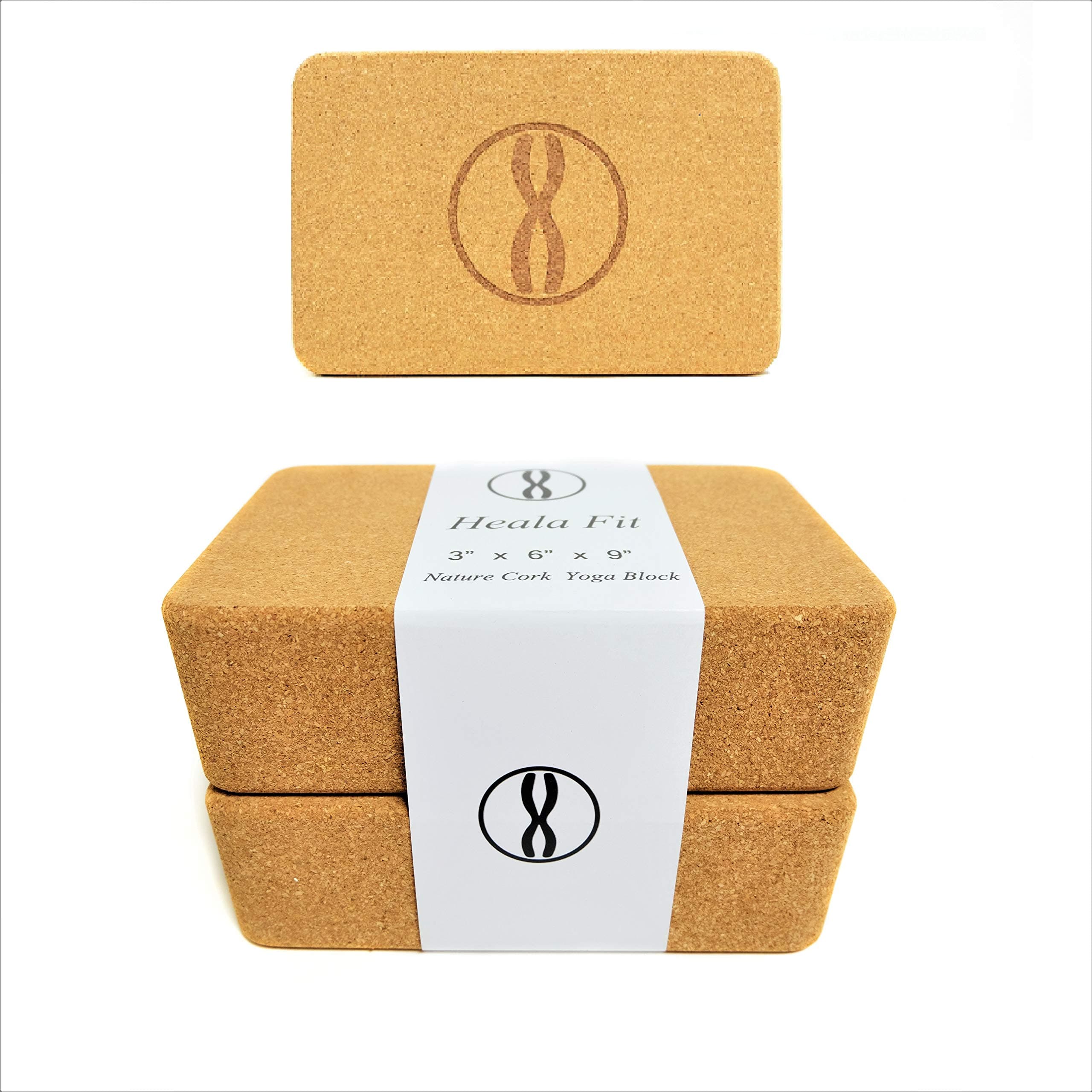 Cork Yoga Block 2 Pack Set | Natural Non-Toxic and Eco-Friendly Exercise Brick | Accessories Equipment Gear for Stretching and Meditation