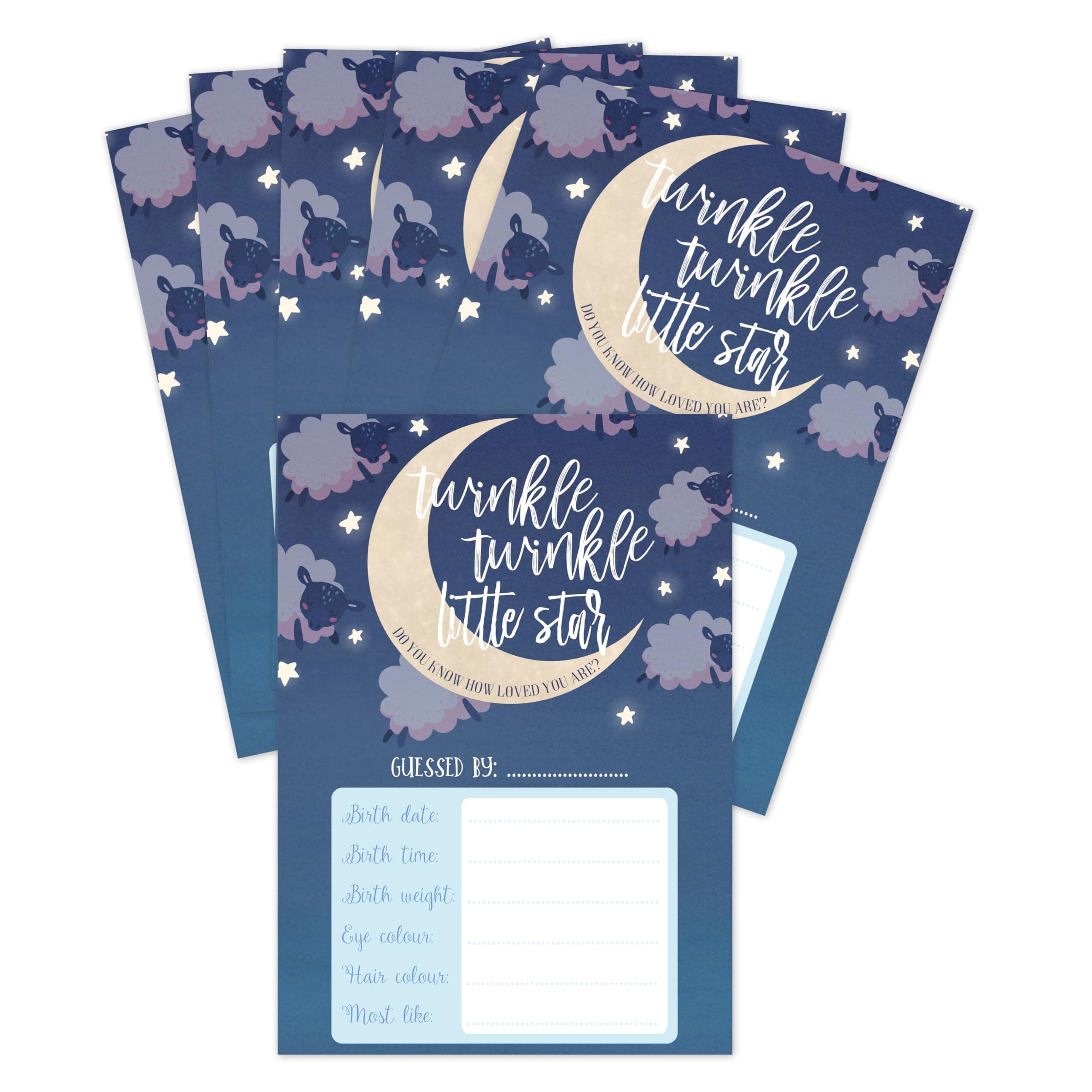 Manta Makes Baby shower prediction cards, 20 x baby prediction cards for baby shower, baby shower games, baby shower decorations girl boy or neutral (Predictions twinkle)