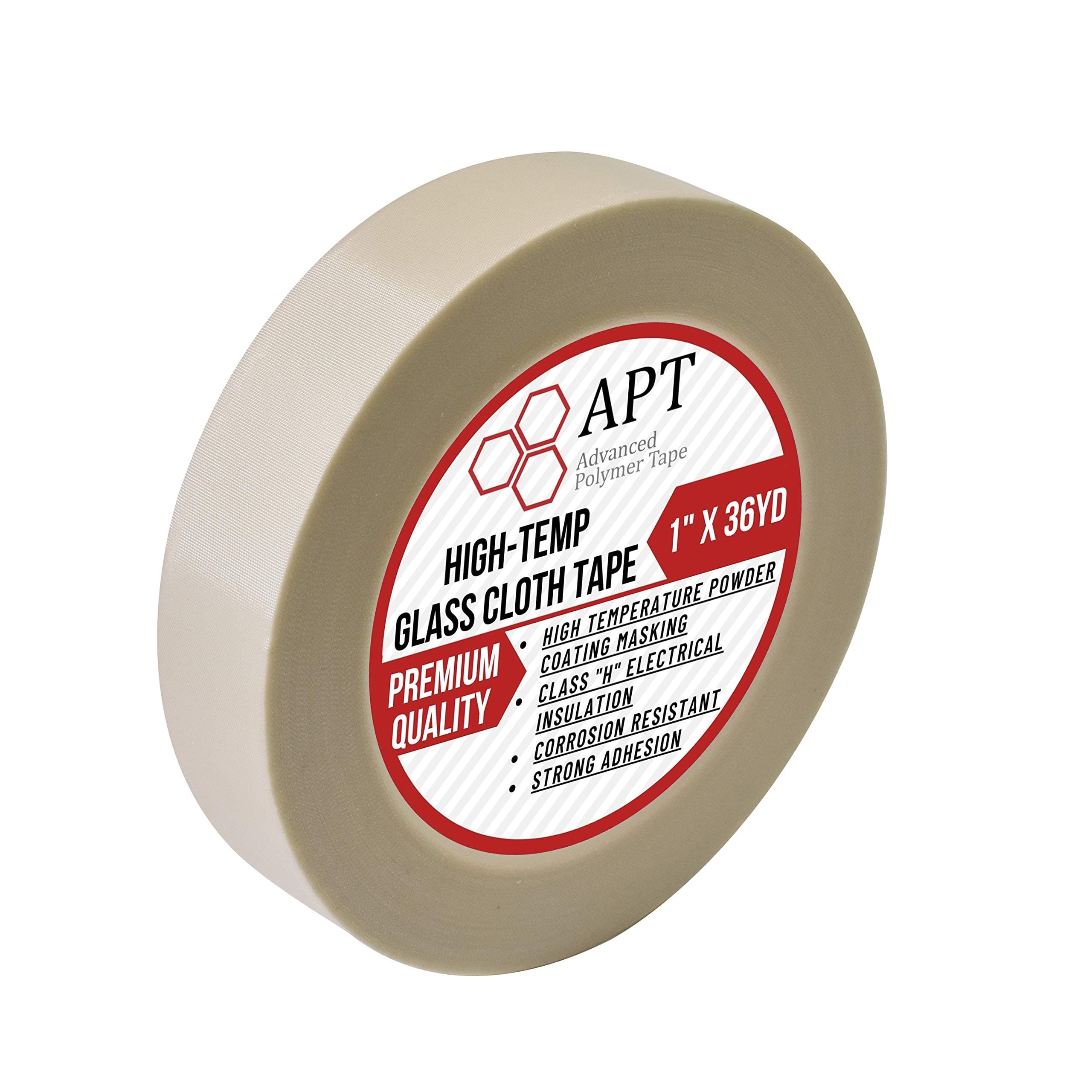 APT Glass Cloth Electrical Tape, High Temperature Masking Tape, 260°C. UL Listed, White Heat Resistant Tape. Ideal for Class H Electrical, Powder Coating, Sand Blasting (1" x 36 Yds)