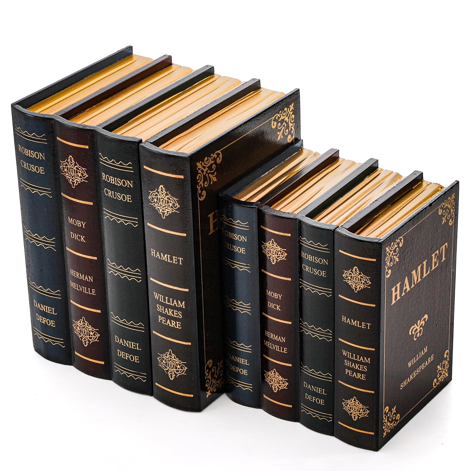 Tosnail 2 Pack Decorative Book Boxes Wooden Antique Book Decorations Vintage Book Storage Box - Hamlet