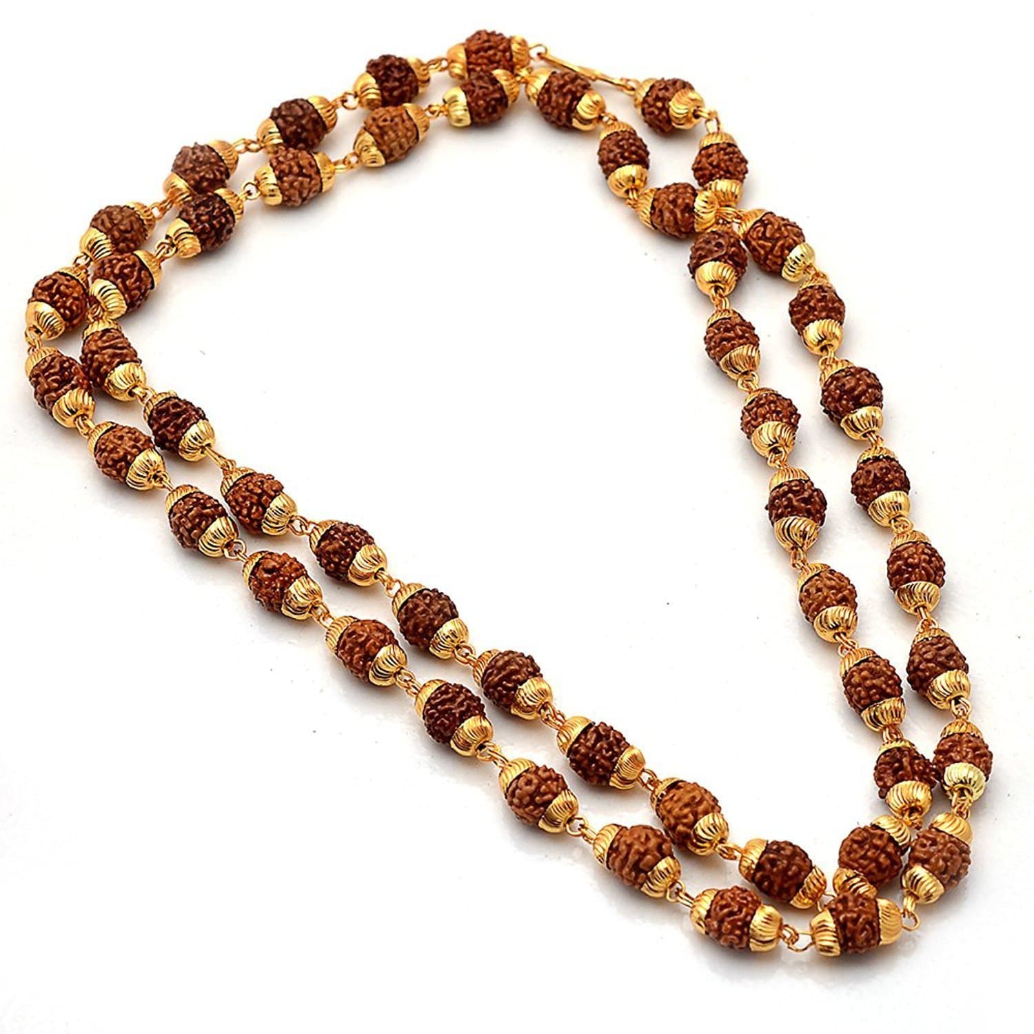 Certified Rudraksh Mala with Japa Bag Gaumukhi, Natural Himalayan Genuine Original Rudraksha Rosary Garland Japa Mala, Religious Tibetan Rudraksha Mala Necklace Bracelet Yoga Meditation Bead