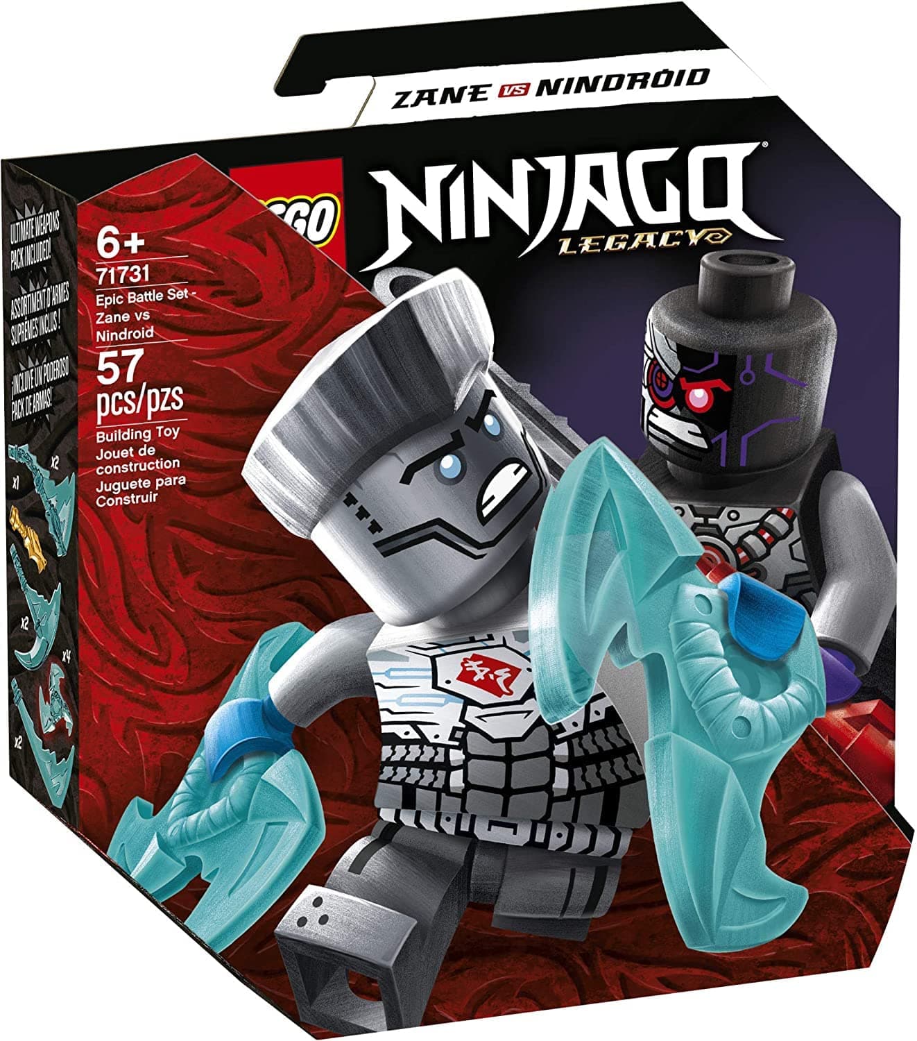 NINJAGO Epic Battle Set – Zane vs. Nindroid 71731 Building Kit; Ninja Toy Playset Featuring a Spinning Battle Toy, New 2021 (56 Pieces)