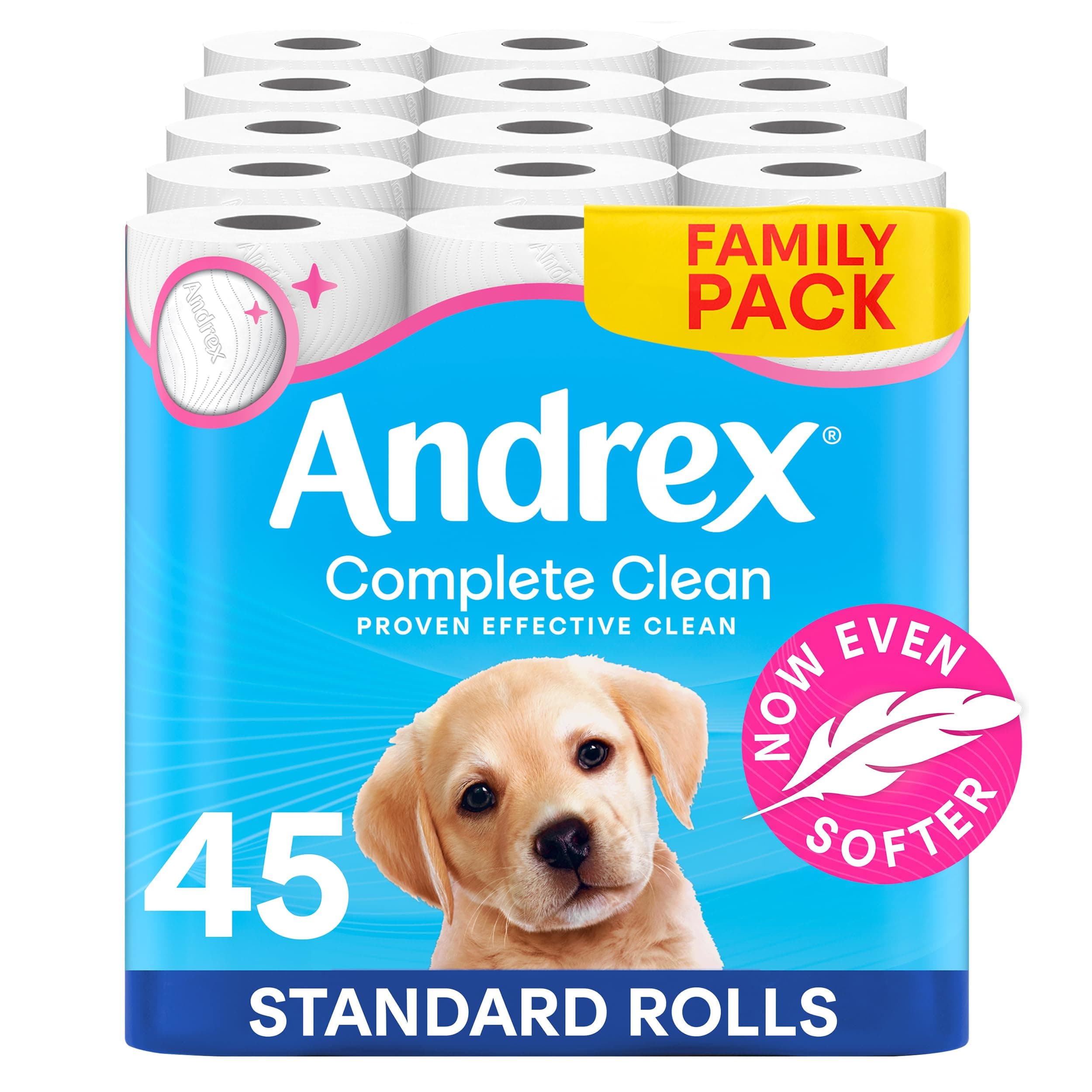 Andrex Toilet Roll - Classic Clean Toilet Paper, 45 Toilet Rolls