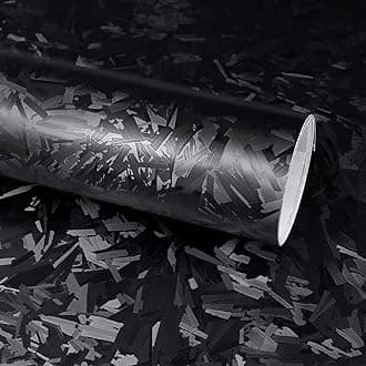 Lypumso Black Forged Carbon Fiber Vinyl Wrap Roll, Matte Black Car Wrap Vinyl with Bubble Free Air Release Auto DIY Decal Vehicle Motorcycle Self Adhesive Sticker (Black Forged Carbon, 1ft x 10ft)