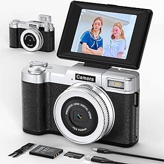 FLATIC 4K Digital Camera for Photography, Digital Camera with Flip Screen, Autofoucs Cameras for Photography with 64GB SD Card, Compact Vlog Travel Camera Kit for Beginner, Teens, Vlog Camera