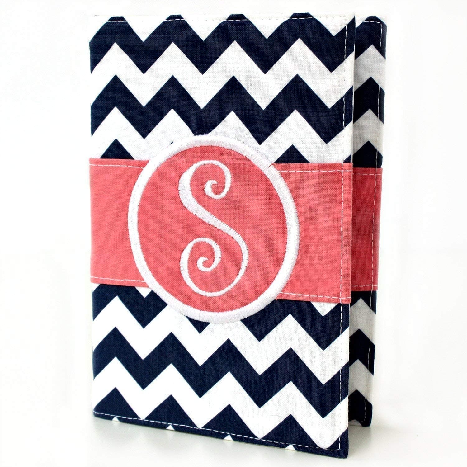 Custom Monogrammed Journal or Sketchbook with Reusable Fabric Cover - 11 Chevron Color Choices