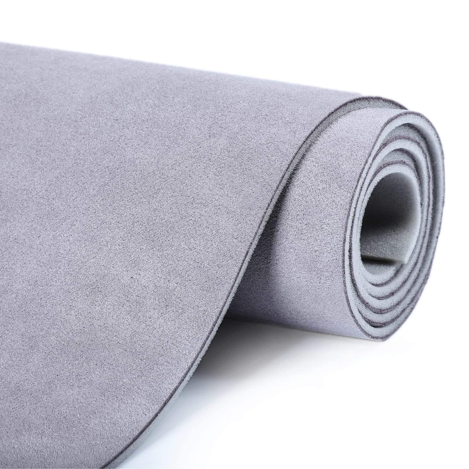 Automotive Headliner Materials Foam Faux Suede Marine Home Auto Upholstery Fabric Roof Lining DIY Replace Recover Solution Sagging Fade Dirty Interior Trim (Light Grey, 38" x 60")