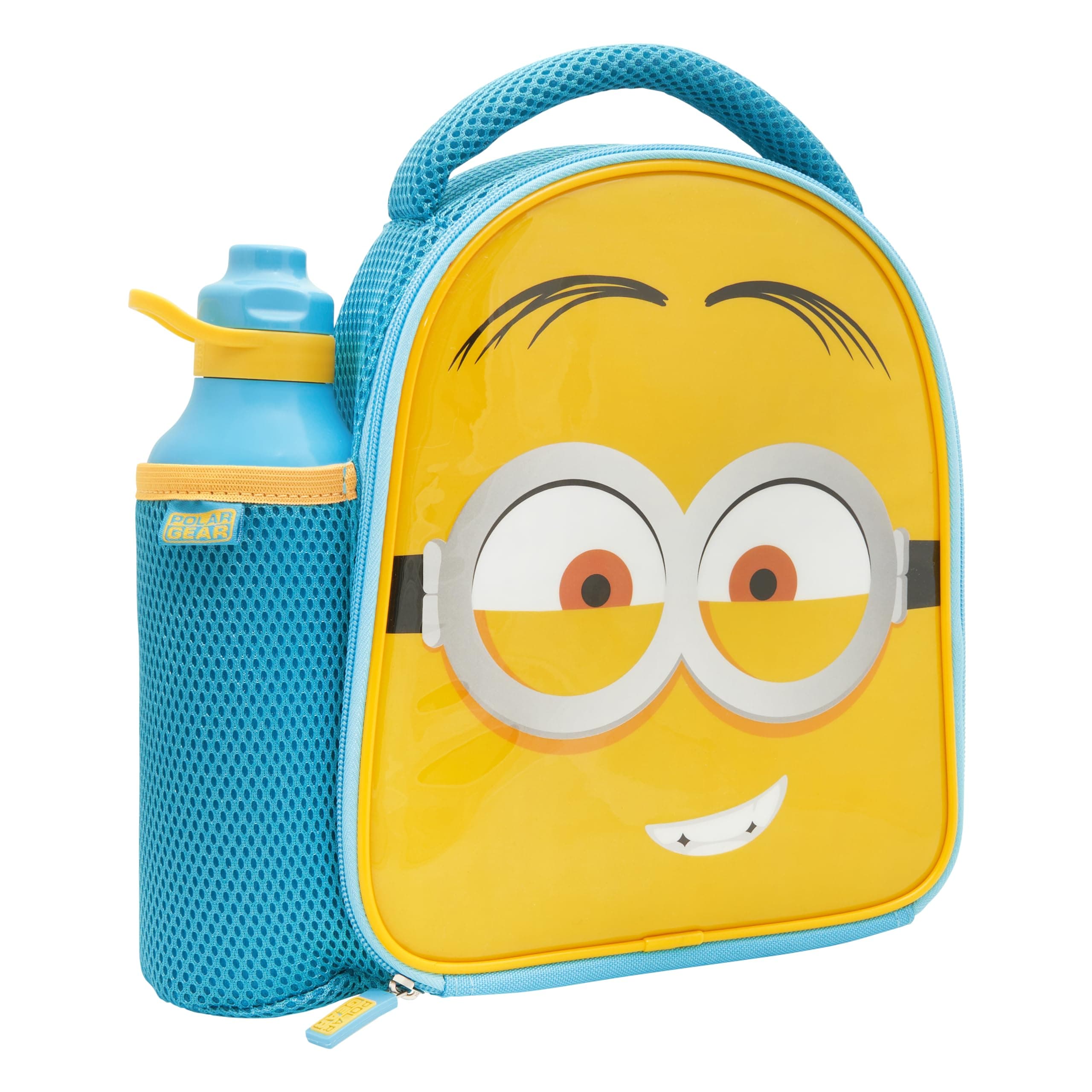 Despicable Me Official 4 Minions Kids Lunch Bag with Water Bottle by Polar Gear - Back to School Supplies Minion Bag - 600D Polyester Insulated Childrens Lunch Box and 600ml Drinks Bottle