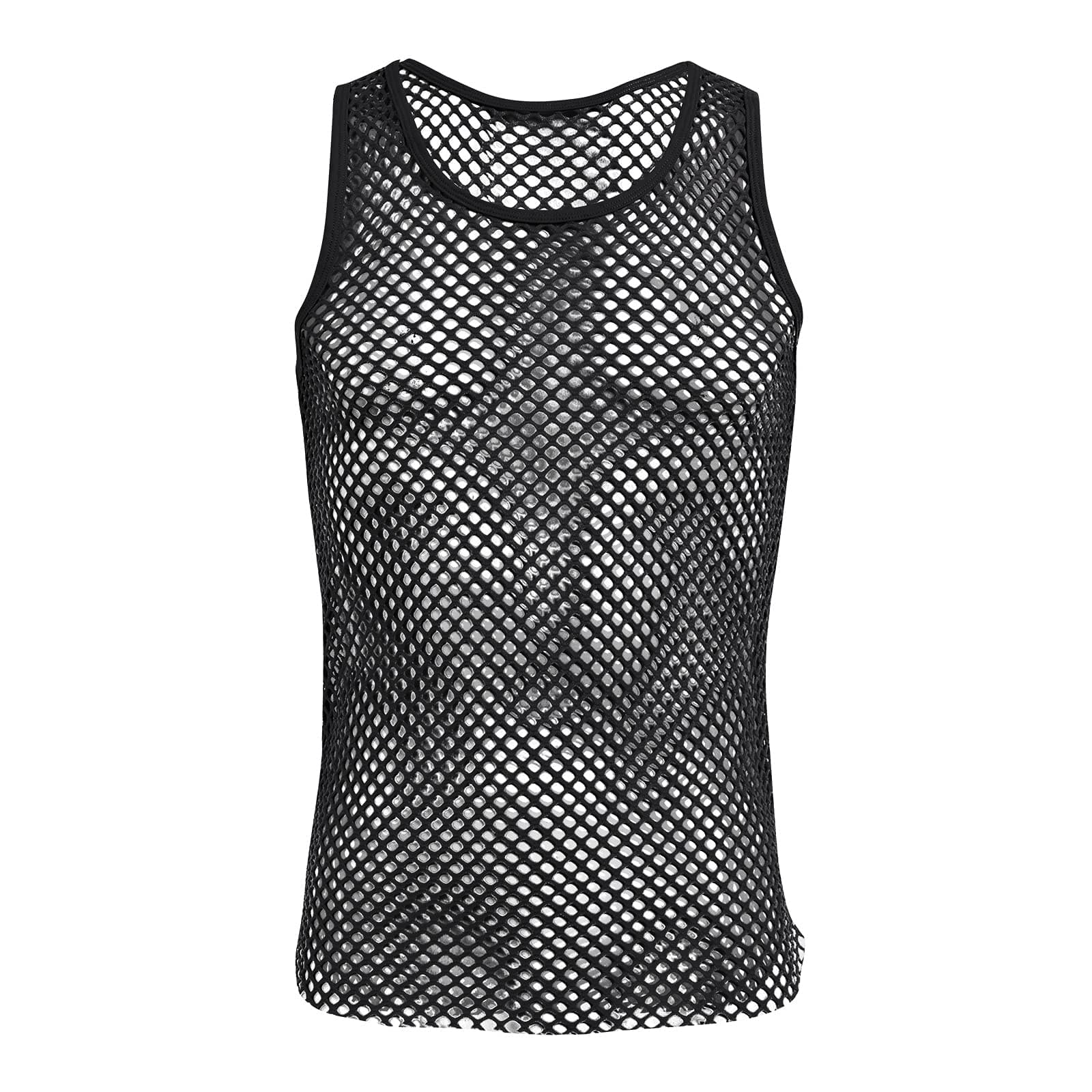 Men's Sleeveless Mesh Vest Tanks See-Through Sheer Fishnet Muscle Tee Shirt Undershirt Workout Gym Summer Clubwear