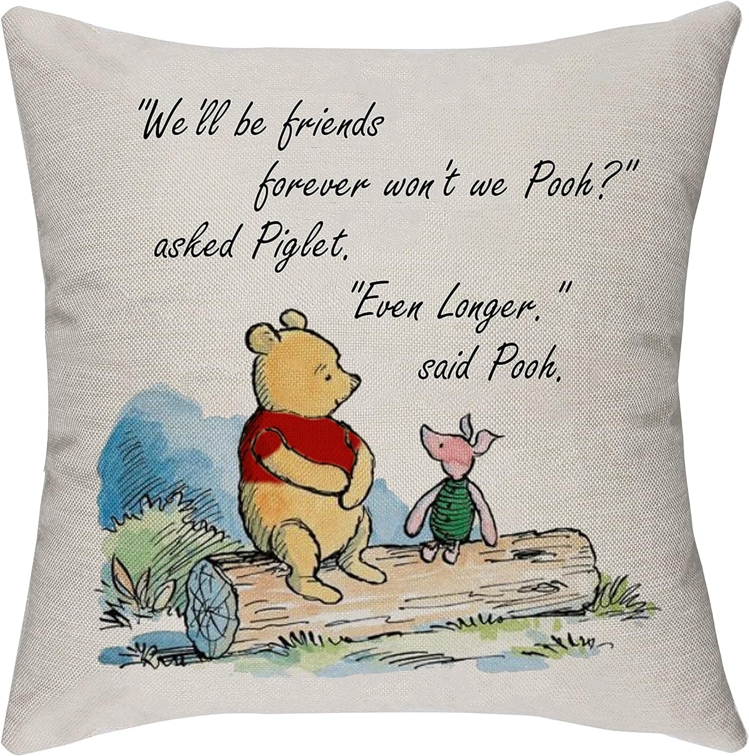 The Pooh and Piglet Friendship Quote Cuhshion Cover 18x18 Inches Friendship Gifts for Friends home sofa decor
