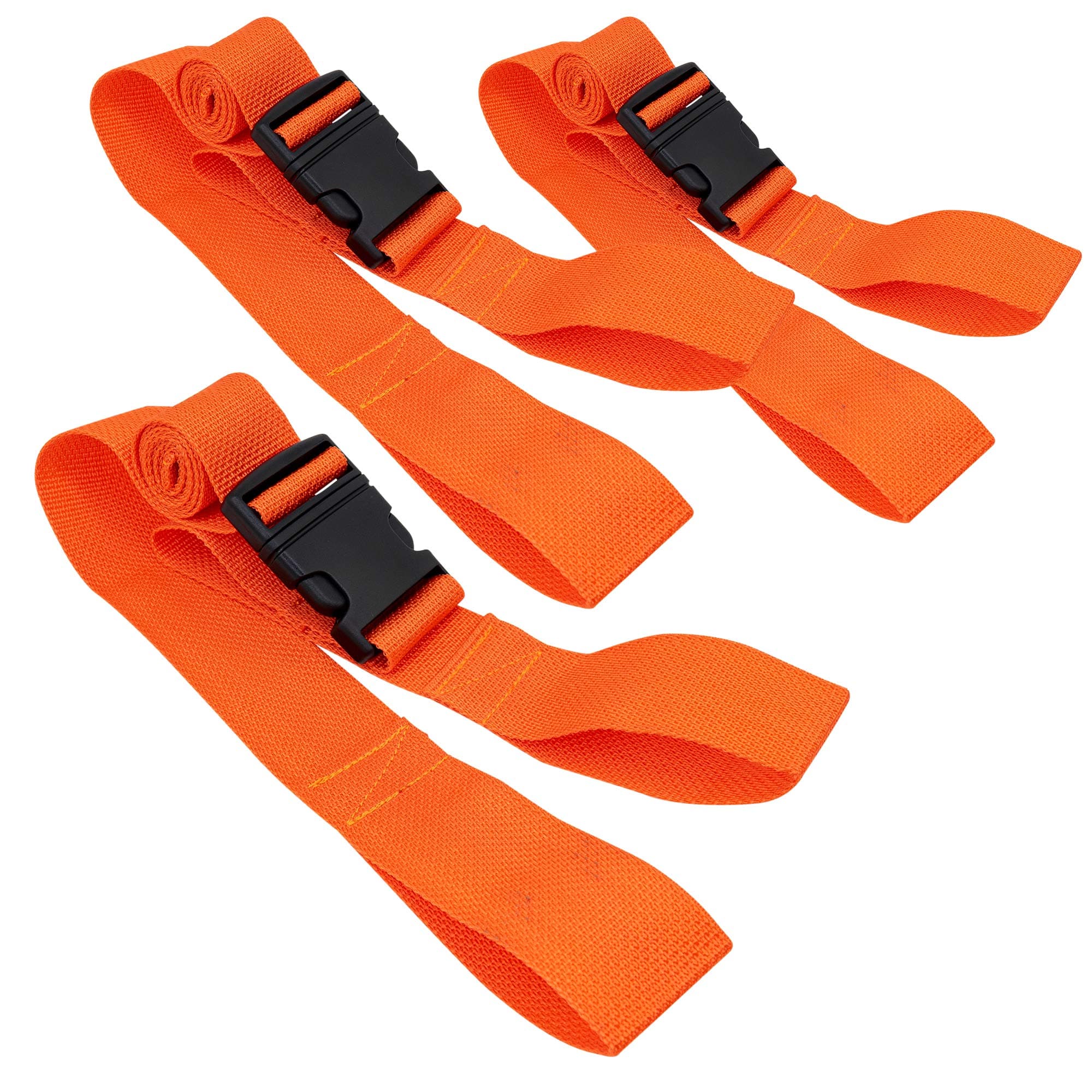 LINE2design Backboard Spine Board Straps - 5" Disposable Securing Straps with Loop Ends - Emergency Medical Board Adjustable Strap with Plastic Quick Safety Straps Release Buckle - Orange - Pack of 3