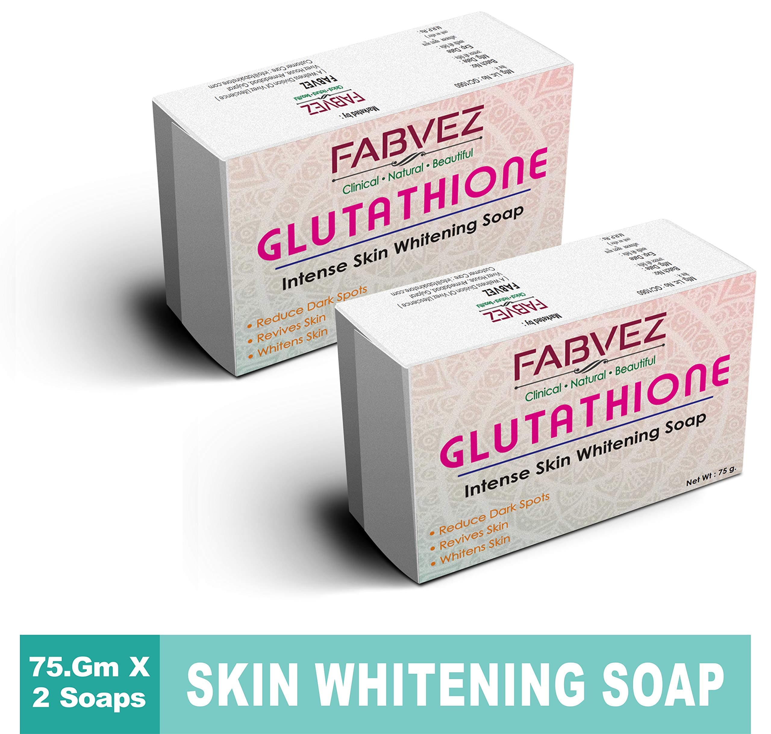 FABVEZ GLUTATHIONE SKIN WHITENING SOAP WITH KOJIC ACID - PACK OF 2