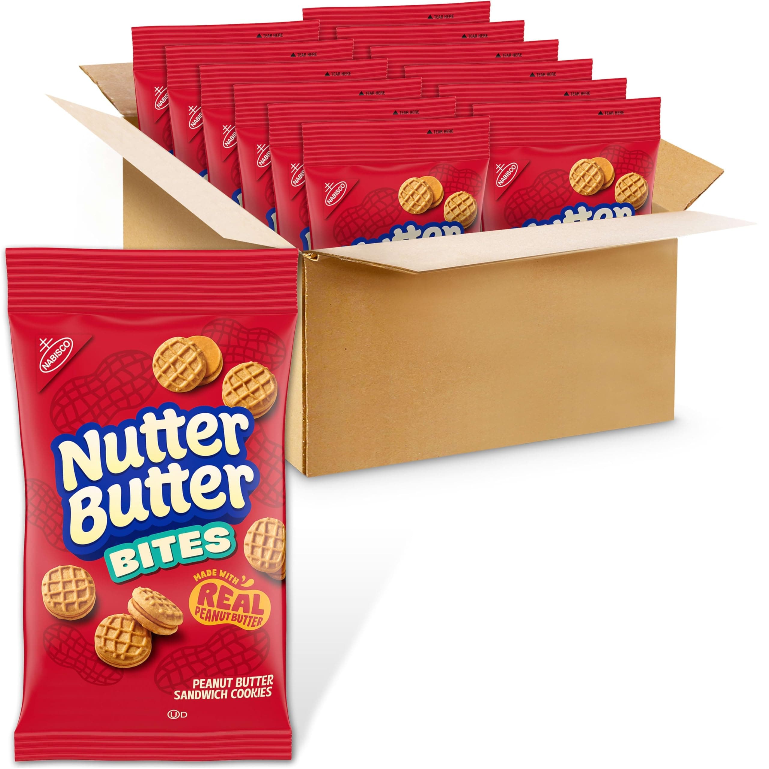 Bites Peanut Butter Sandwich Cookies, 12 - 3 oz Big Bags