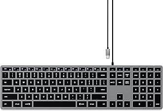 SATECHI Slim W3 Wired Backlit Mechanical Keyboard - Numeric Keypad Low Profile US QWERTY Arrangement, USB-C Connectivity - Compatible with MacBook Air & Pro M5/M4, Mac Mini, iPad Air & Pro, iMac and More - Grey