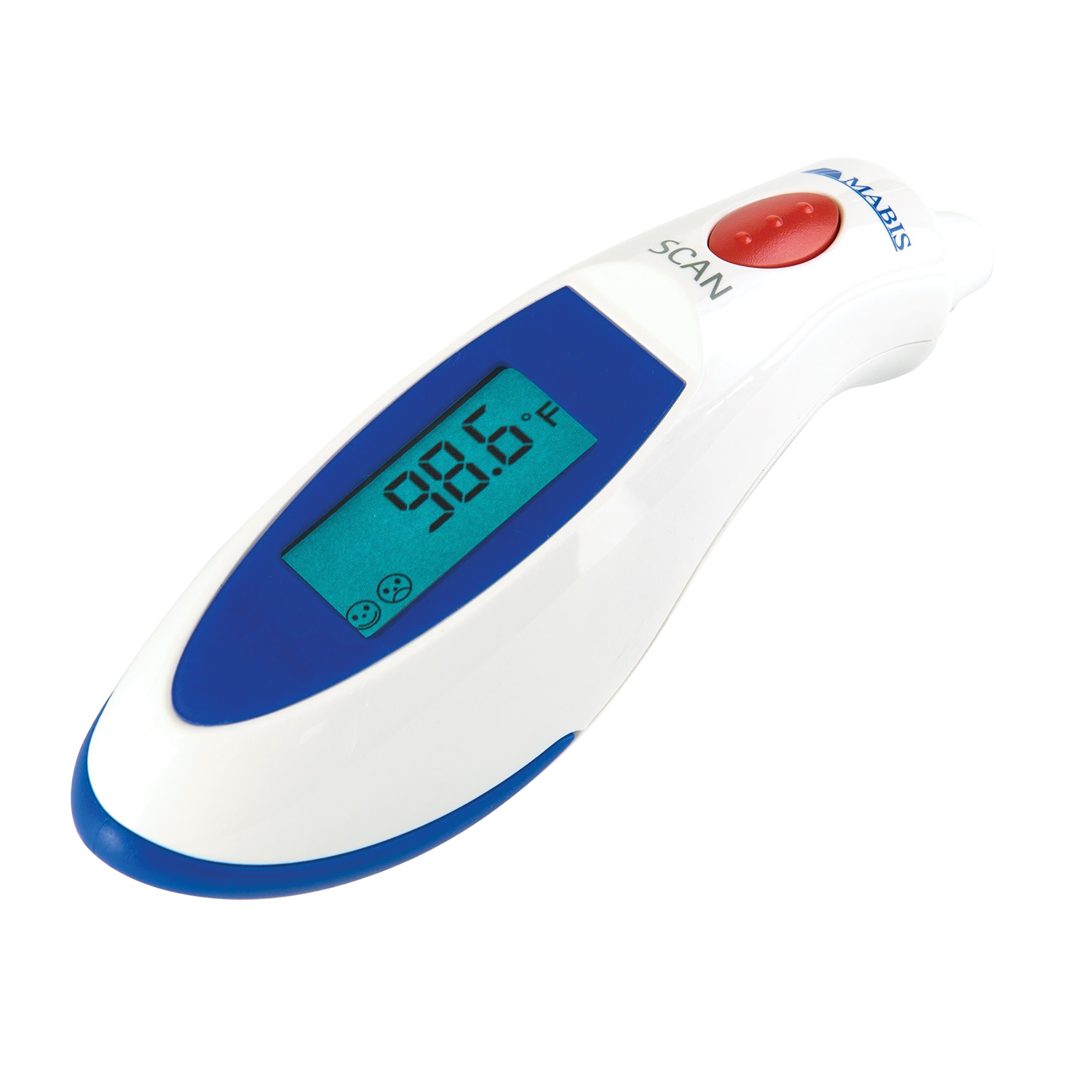 MABIS TenderTYKES Instant Ear Thermometer with Nite-Glo Display for Fast Results in Fahrenheit or Celsius for Babies, Children, Kids and Adults, Blue and White