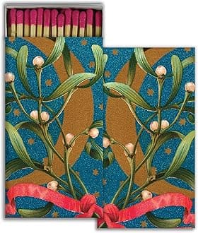 Mistletoe Moons Decorative Matchbox with Wooden Matches - Great for Lighting Candles, fireplaces, Grills and More | One Box