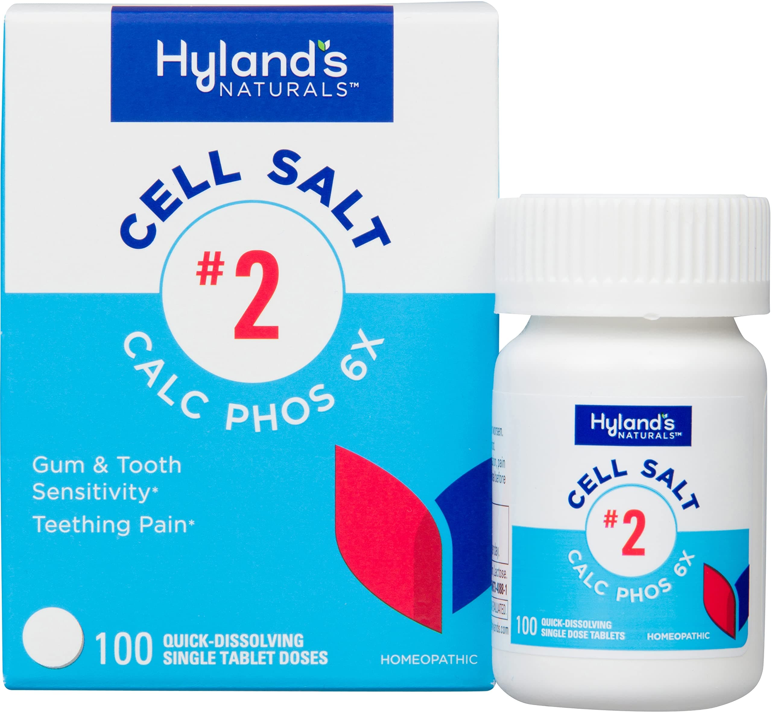 Hyland's Naturals Cell Salt No. 2 Calc Phos 6X Tablets, Natural Homeopathic Relief of Oral Discomfort and Sore Throat, Quick Dissolving Tablets, 100 Count