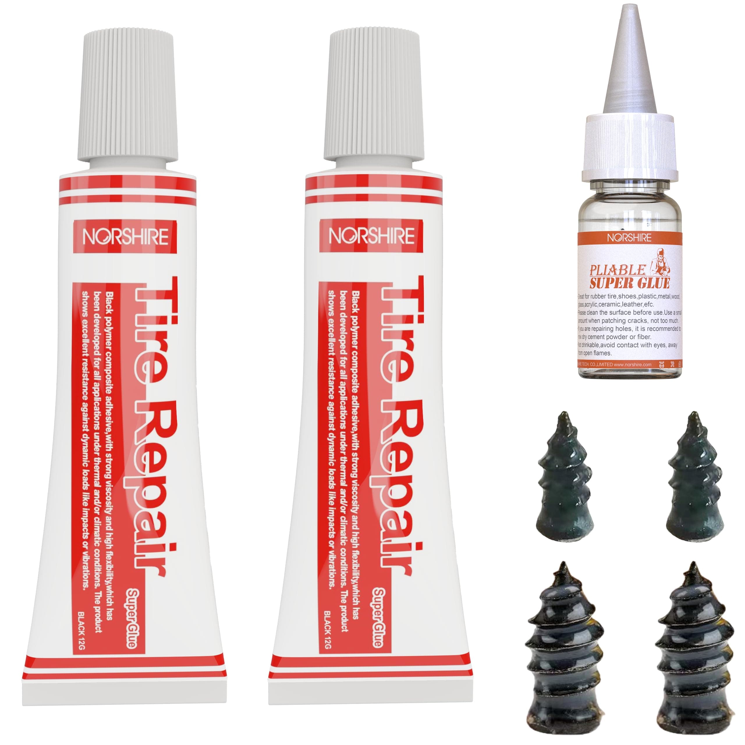 Tire Repair Glue Super Glue Rubber Cement for Side bonding or tire Leakage can be Used on Multiple Types of Tires Also can be Used as Gasket Sealers 12ML*2 Black