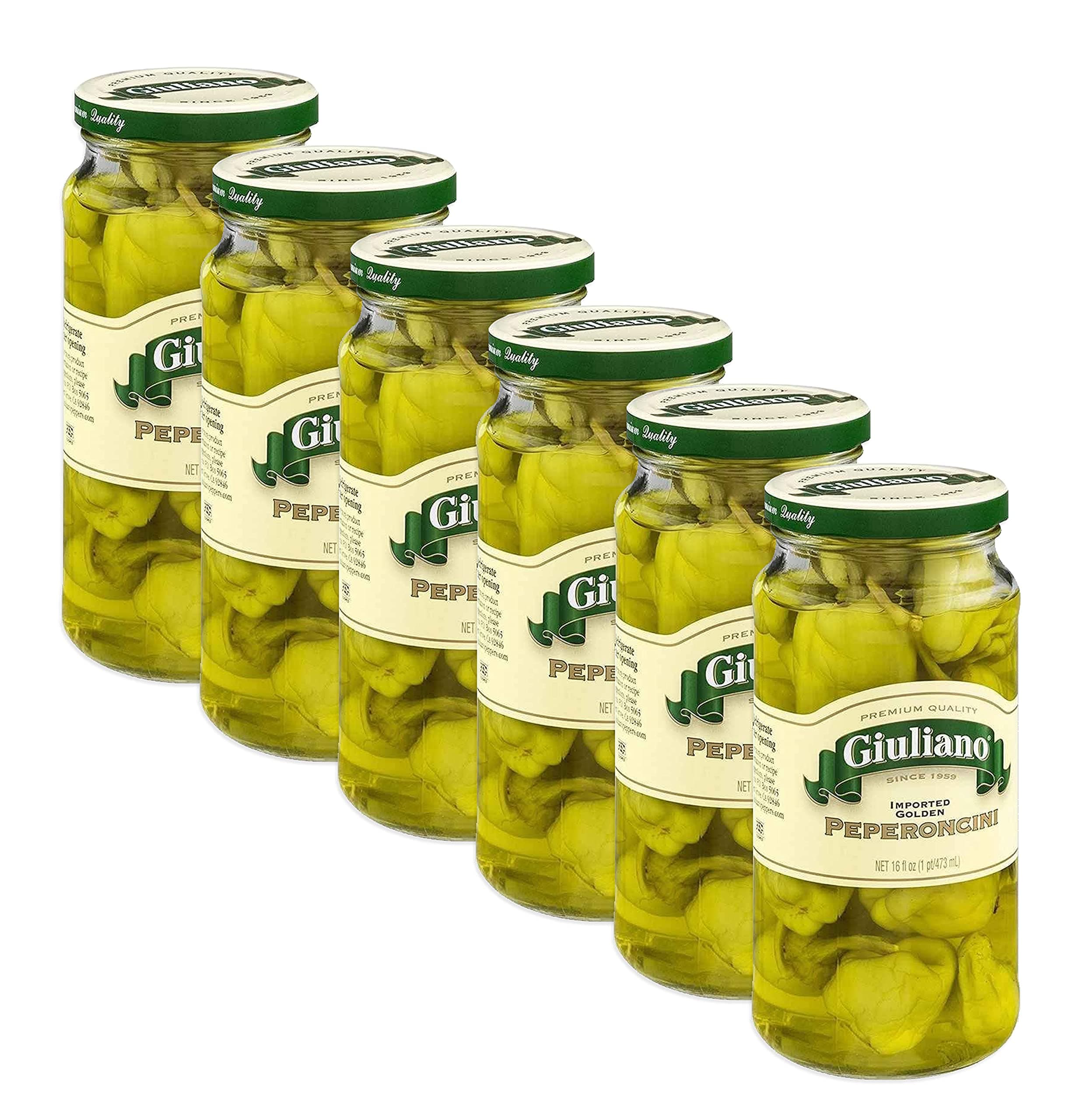 Giulianos Greek Golden Imported Peperoncini, 16 Ounce - 6 per case.