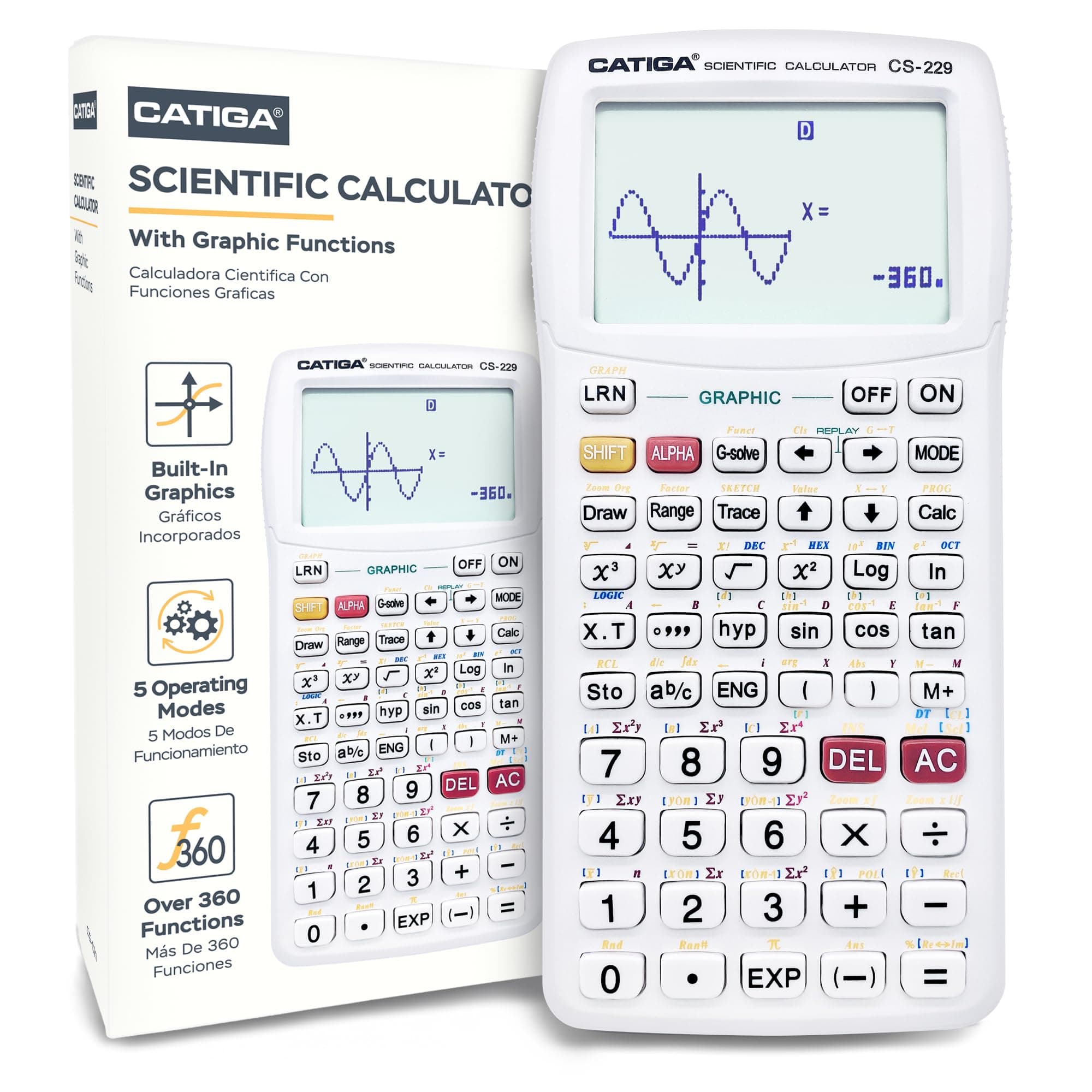 Scientific Calculator with Graphic Functions - Multiple Modes with Intuitive Interface - Perfect for Students of Beginner and Advanced Courses, High School or College